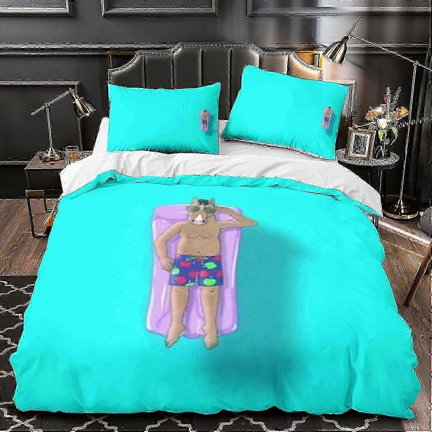 طقم غطاء لحاف بطبعة Bojack Horseman D مع أكياس وسائد ، طقم مفروشات من ستوكات لحاف الملك 135 * 200 سم