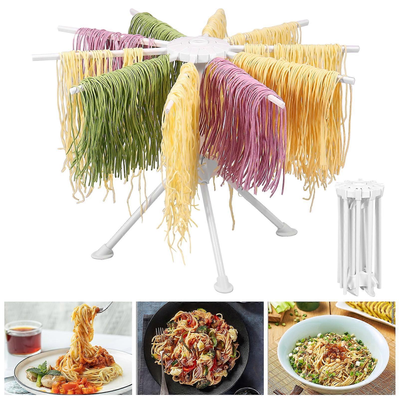 Wekvgz Pasta Drying Rack with 10 Arms, Foldable & Portable Noodle Drying Stand, Easy Storage, Reusable for Home Kitchen