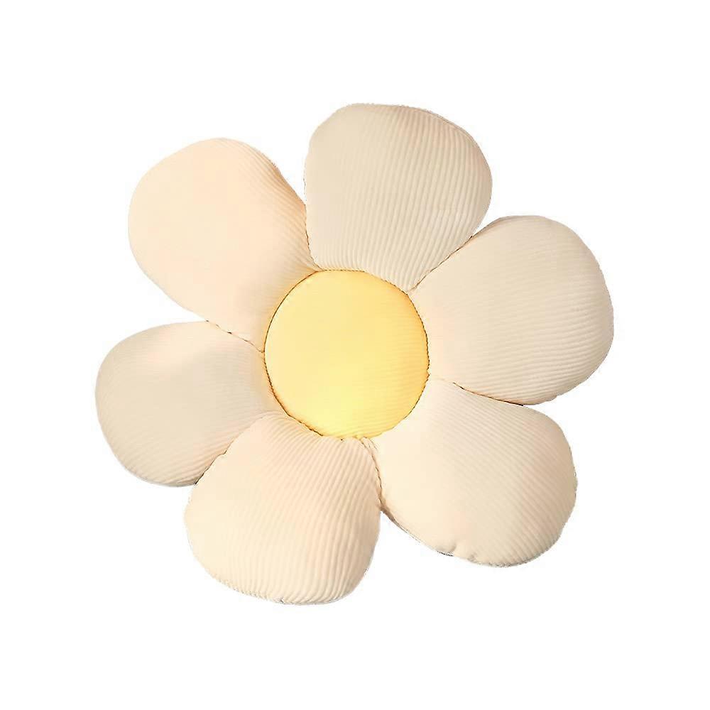 Tatami Floor Pillow, Flower Shaped Plush Decor Cushion, Comfortable Seat Cushion for Kids Room Home Sofa Decor (45 x 45 cm, White & Yellow)