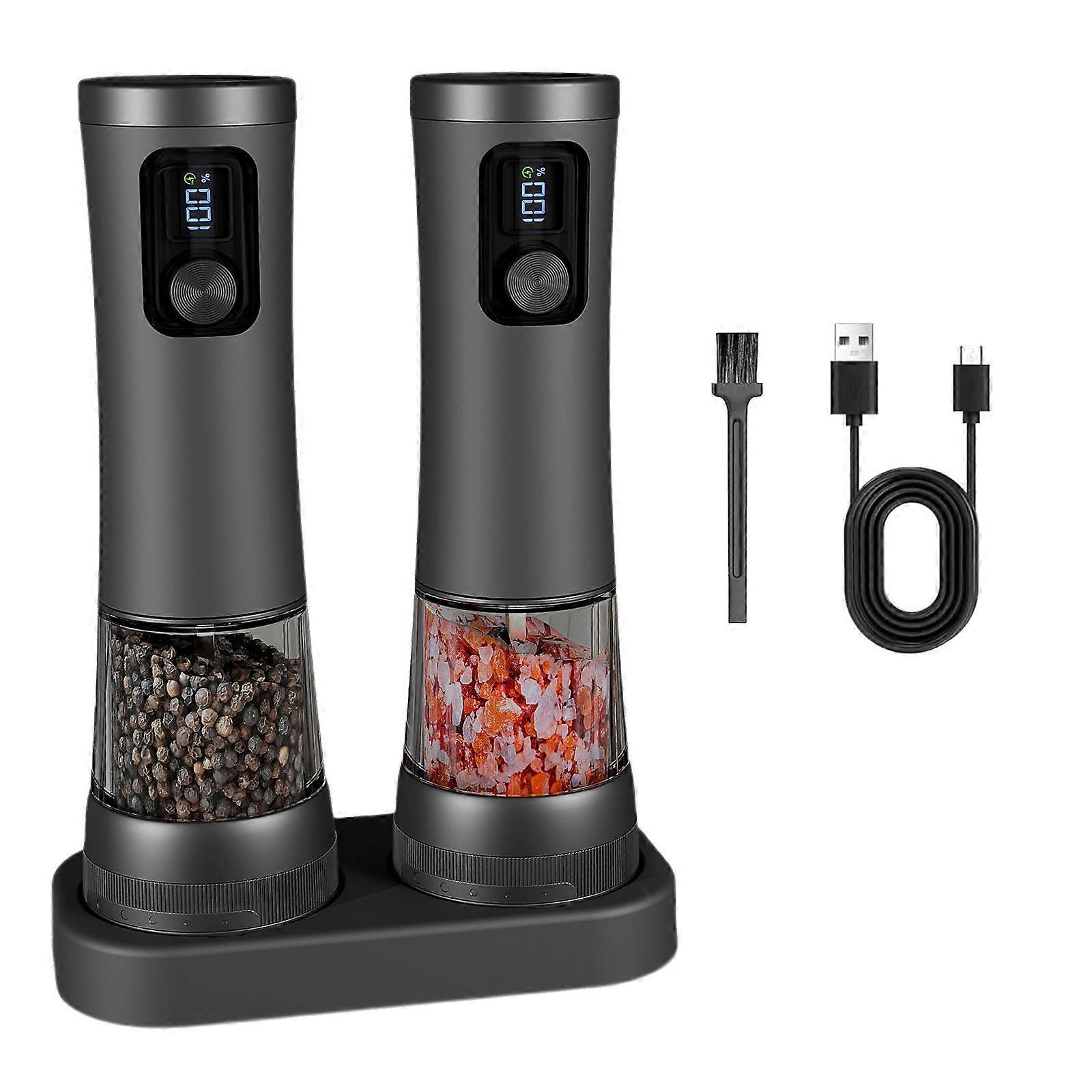 Nonrust Steel Automatic Pepper Grinders USB Rechargeable 2 Grinding Speed Adjustable Coarseness Dials 100ml Large Capacity Multicolor