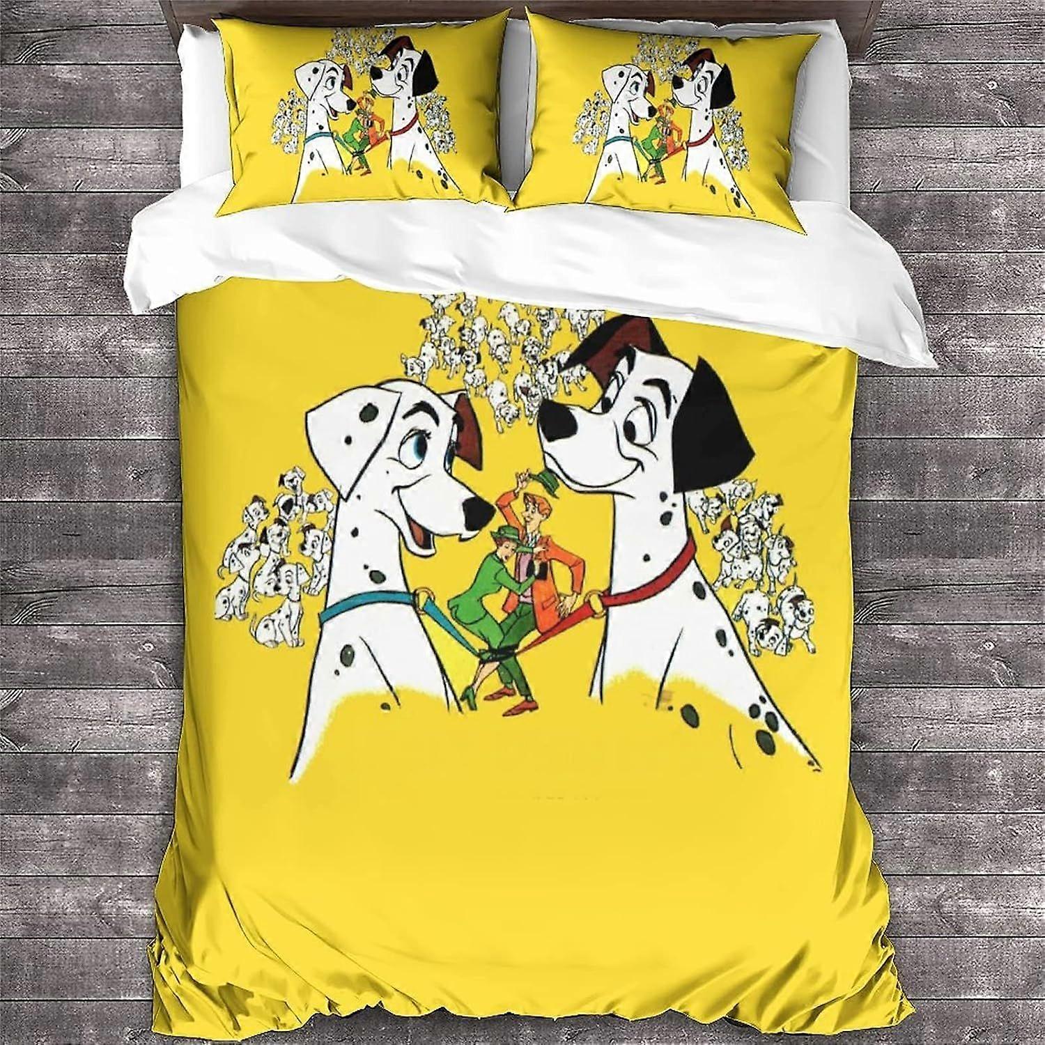 101 Dálmatas Duvet Capa Cartoon Print Design Roupa de Cama Set Microfibra Macia com Fechamento com Zíper Disney Quilt Cover Frascas King