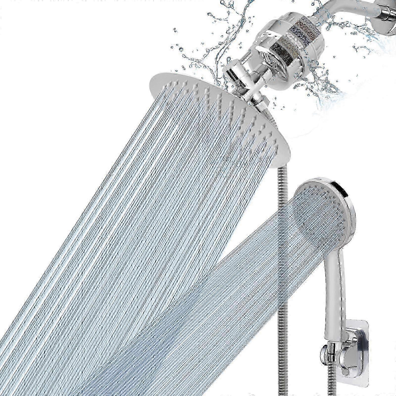 Filtered High Pressure Round Rain Shower for Head Showering Handheld Use 8″