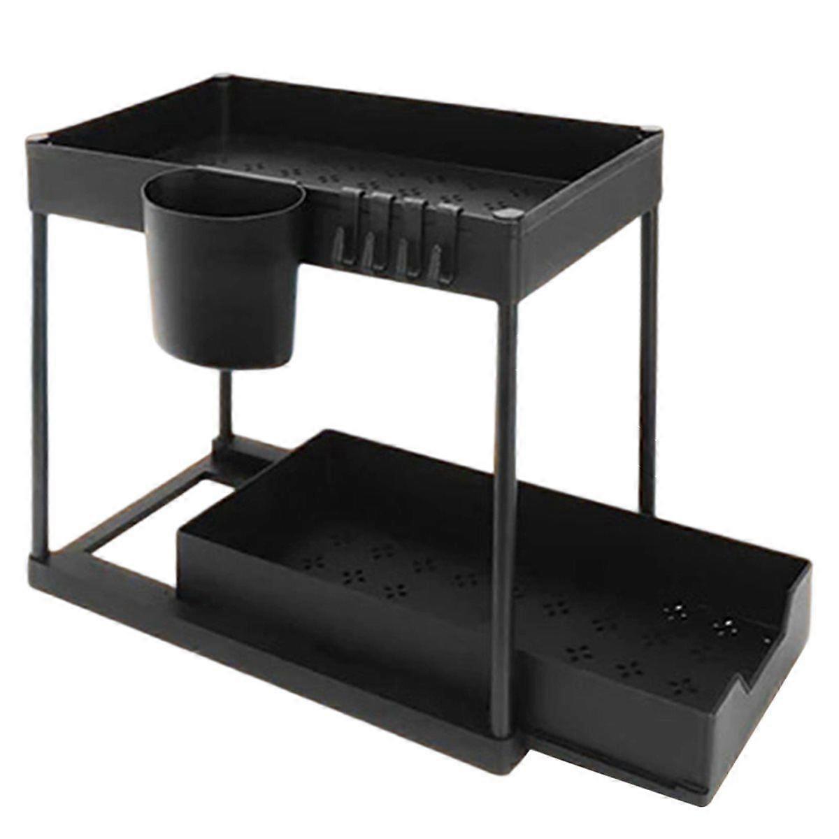 Under Sink Organizer Storage, Kitchen Organization Rack with Double Sliding Cabinet Drawers Multi-P