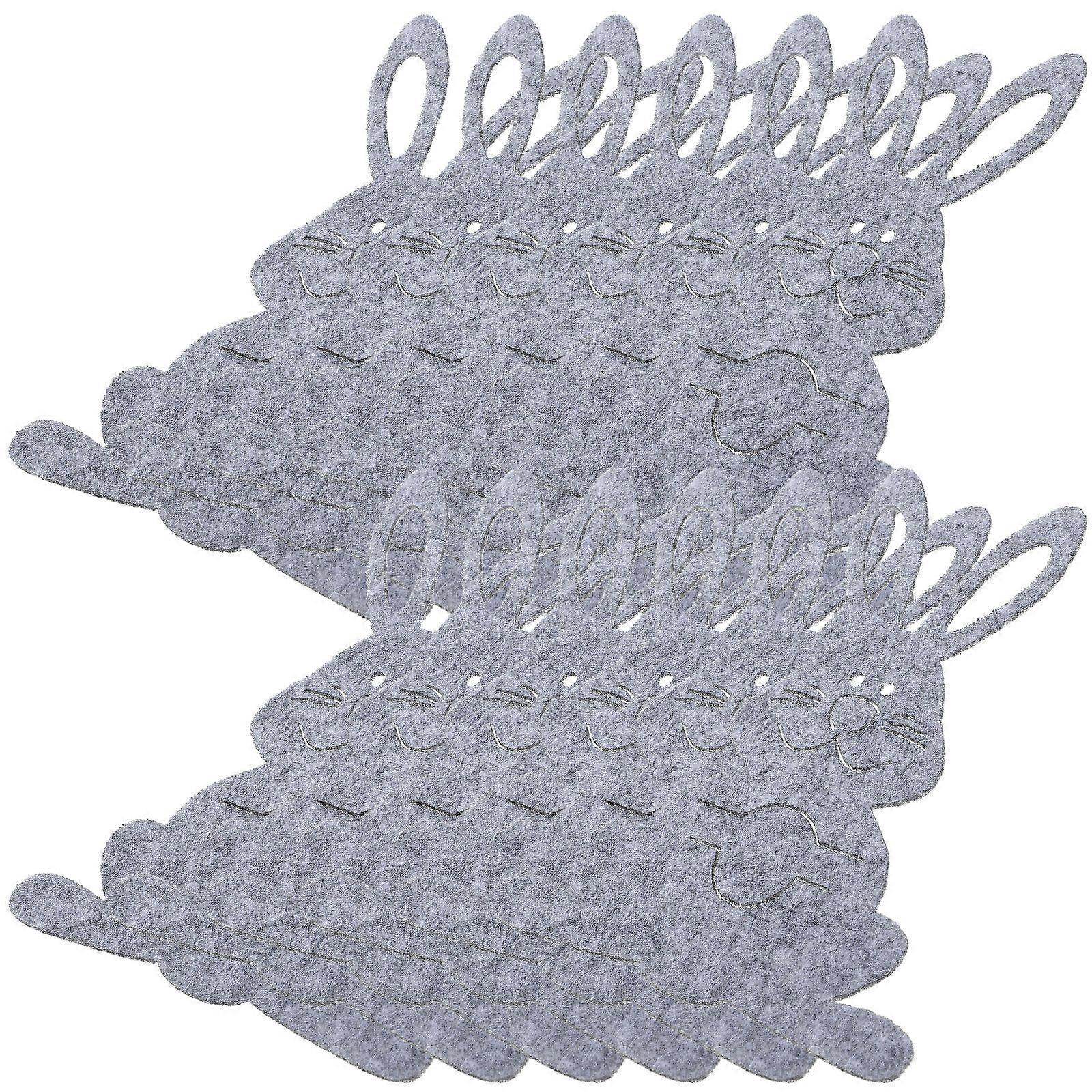 12pcs Easter Silverware Sleeves Bunny Shaped Cutlery Storage Bags for Dining Table
