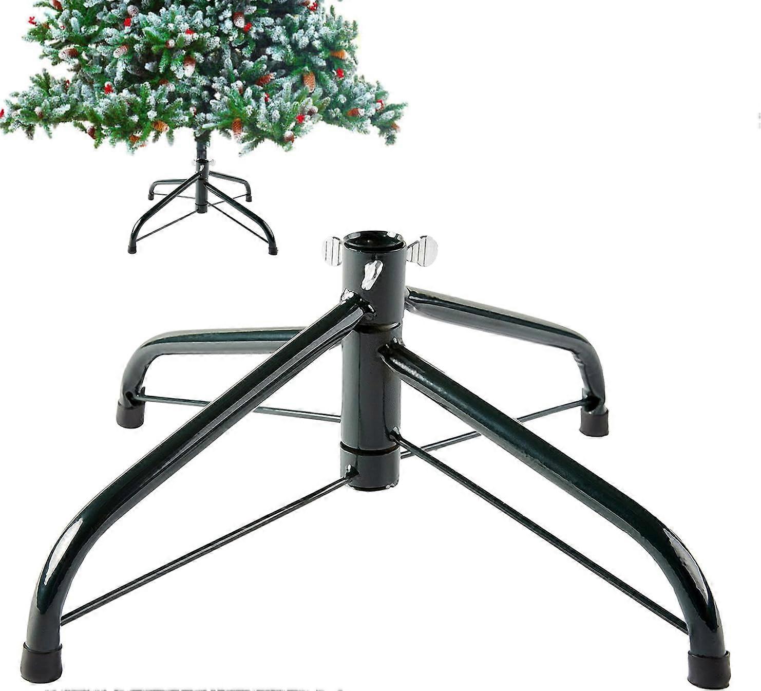 45cm Artificial Christmas Tree Base Stand, Iron and Rubber with Knurled Screw for 1.2m, 1.5m, 1.8m Christmas Trees (Green)