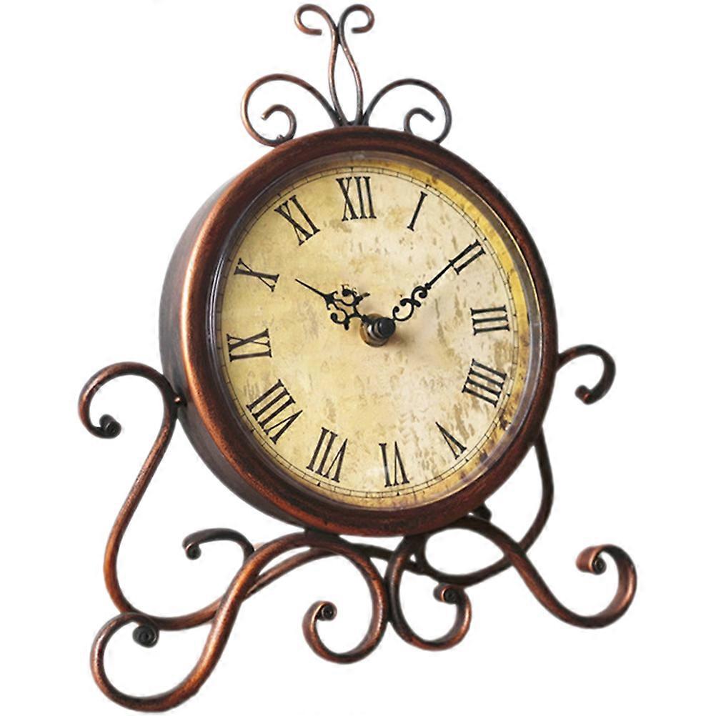 Vintage Style Clock Adornment Classical Desktop Mute Clock Ornament No Battery