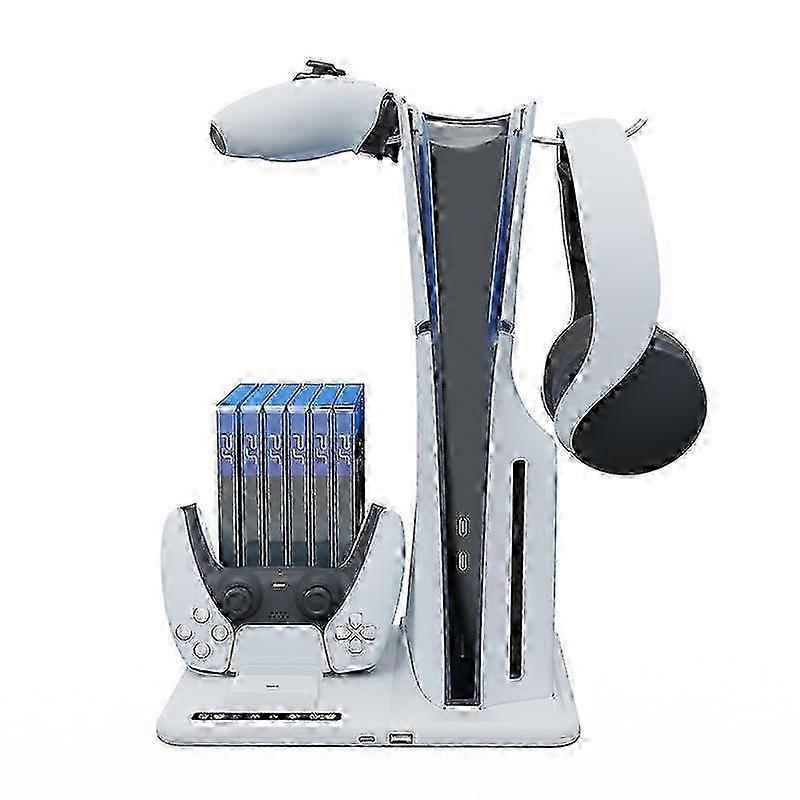 For PS5 Slim iplay Multifunctional Cooling Stand with Dual Controller Charging Station Headset Holder and 6 Game Card Storage HBP-537