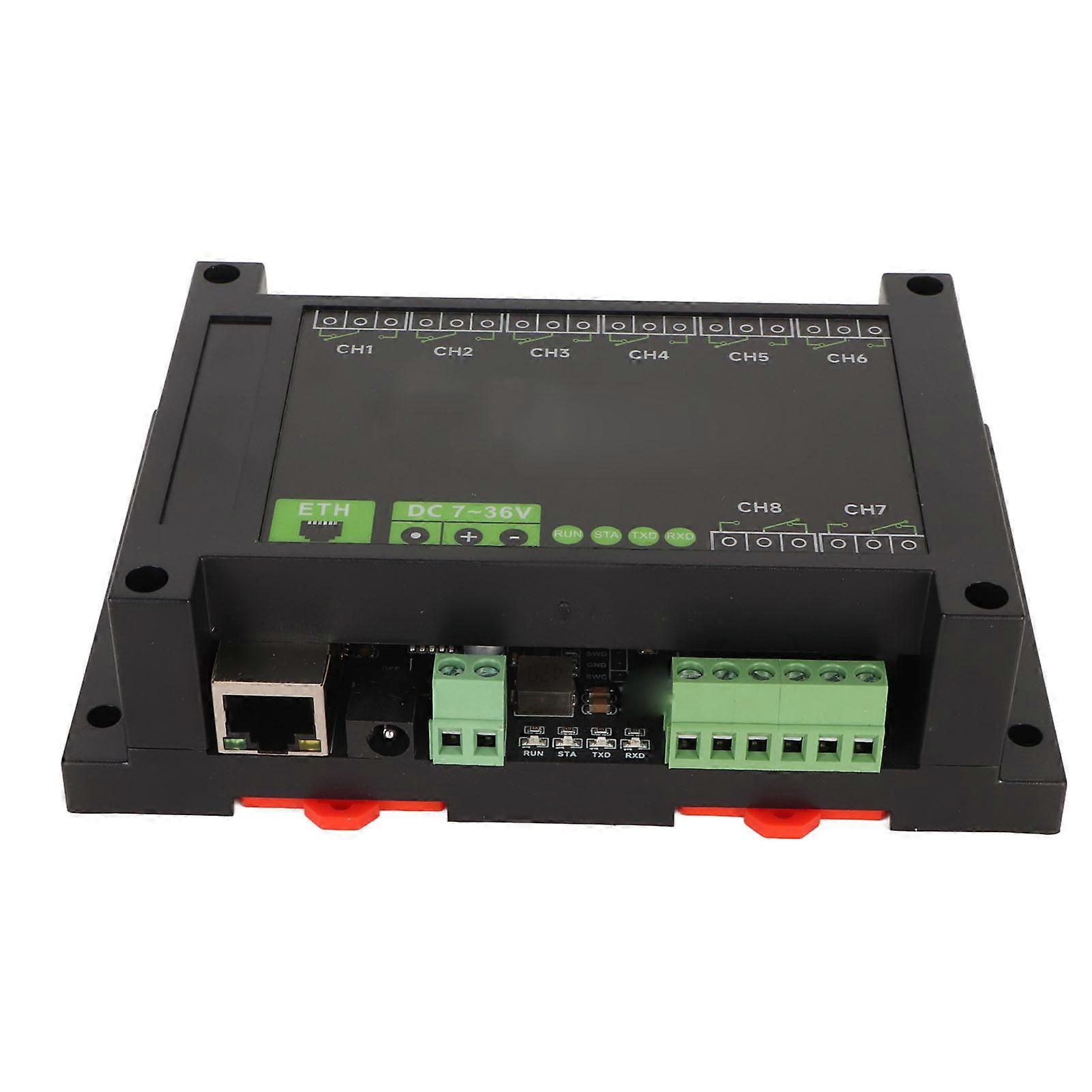Industrial Grade 8 Channel Ethernet Relay Module PoE Port RTU TCP with Protection Circuits Industrial Grade Rail Mount Case