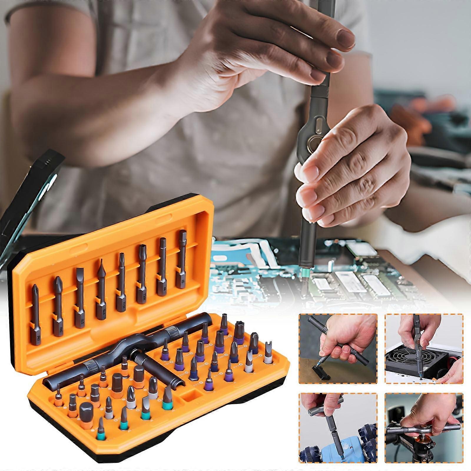42 in 1 Screwdriver Set with T Handle & Case, Compatible with Furniture, Computer, Bicycle Repair and DIY Projects