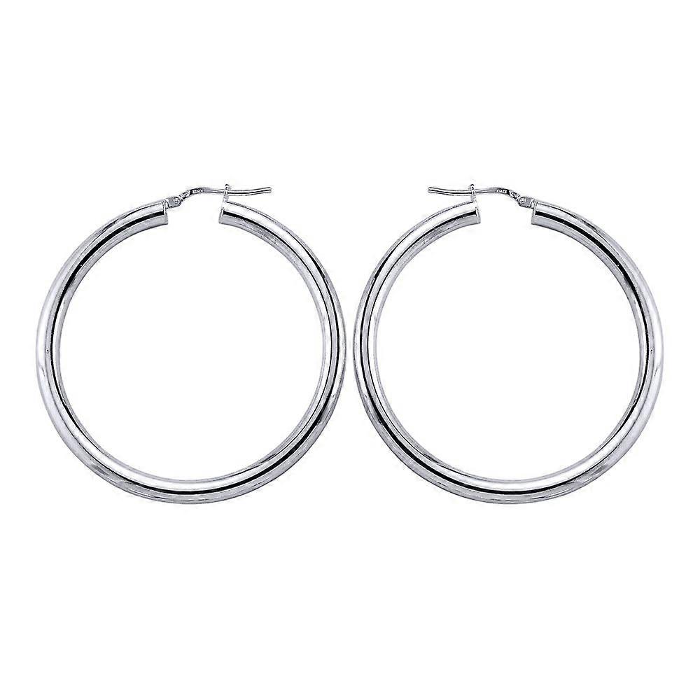Jewelco London 女士纯银圆管抛光圈形耳环 46 毫米