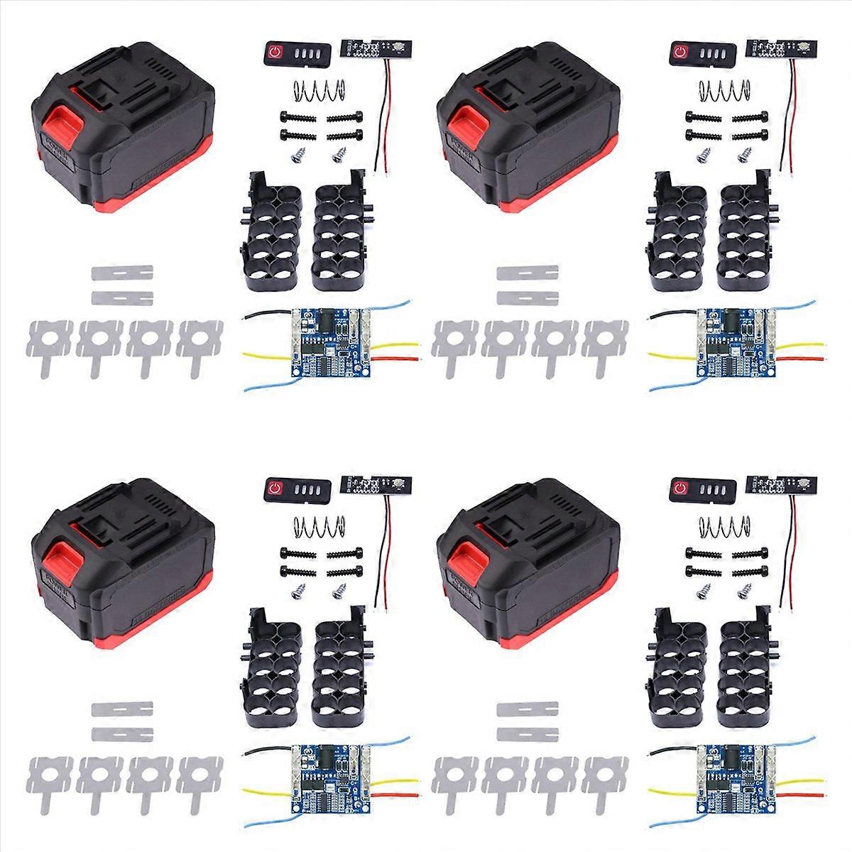4X Battery Case Storage Box Shell PCB Charging Board for Power Tools 21V Charge Voltage Replace Part