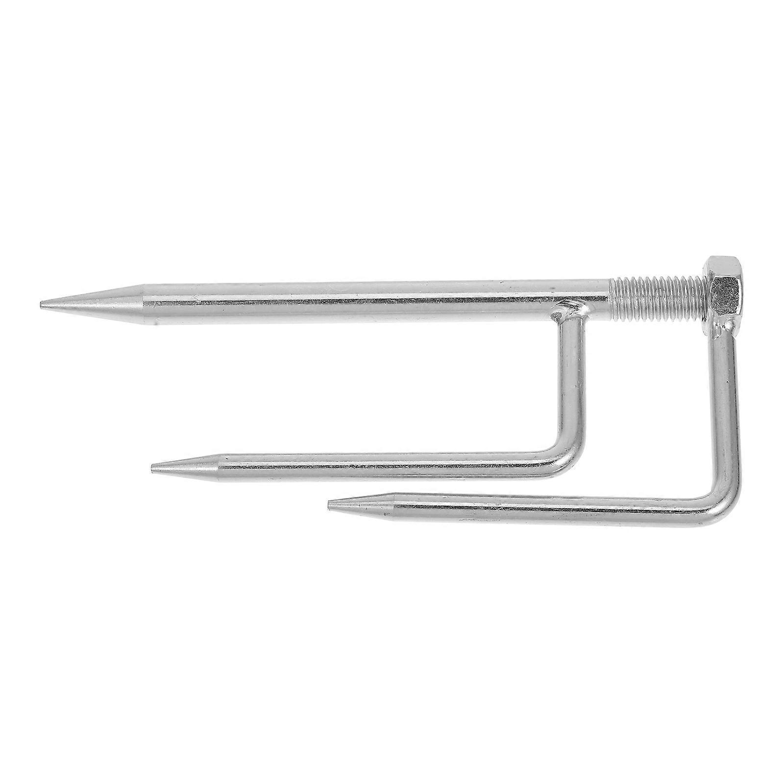 Silver Three-Pronged Beach Umbrella Anchor Spike for Sand Compact