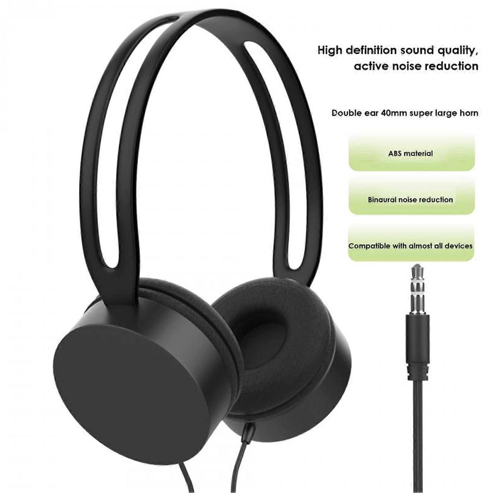 SUSUchens Wired Headset 3.5mm, Powerful Bass, High Fidelity, Noise Reduction, Compatible with Computer Gaming, Music, Call, Plug and Play, Black