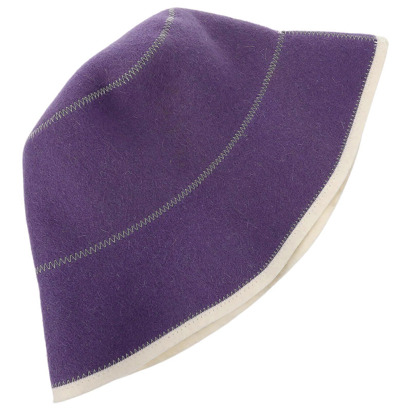 Reusable Wool Sauna Hat for Bathing Use with Comfortable Fit Purple Color