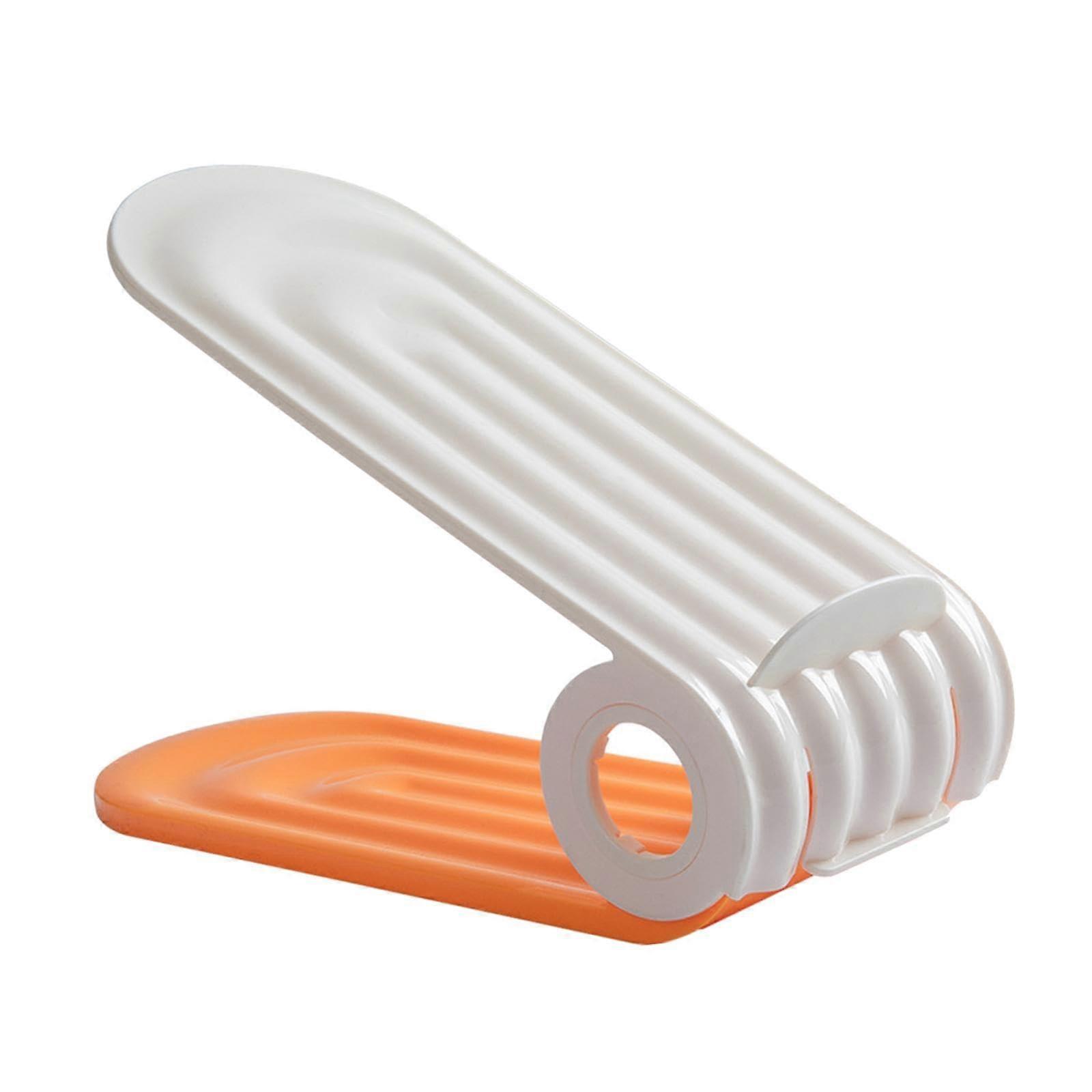 Set of 2 Adjustable Shoe Slot Organizers Double Tier SpaceSaving Rack for Closet and Entryway, Orange