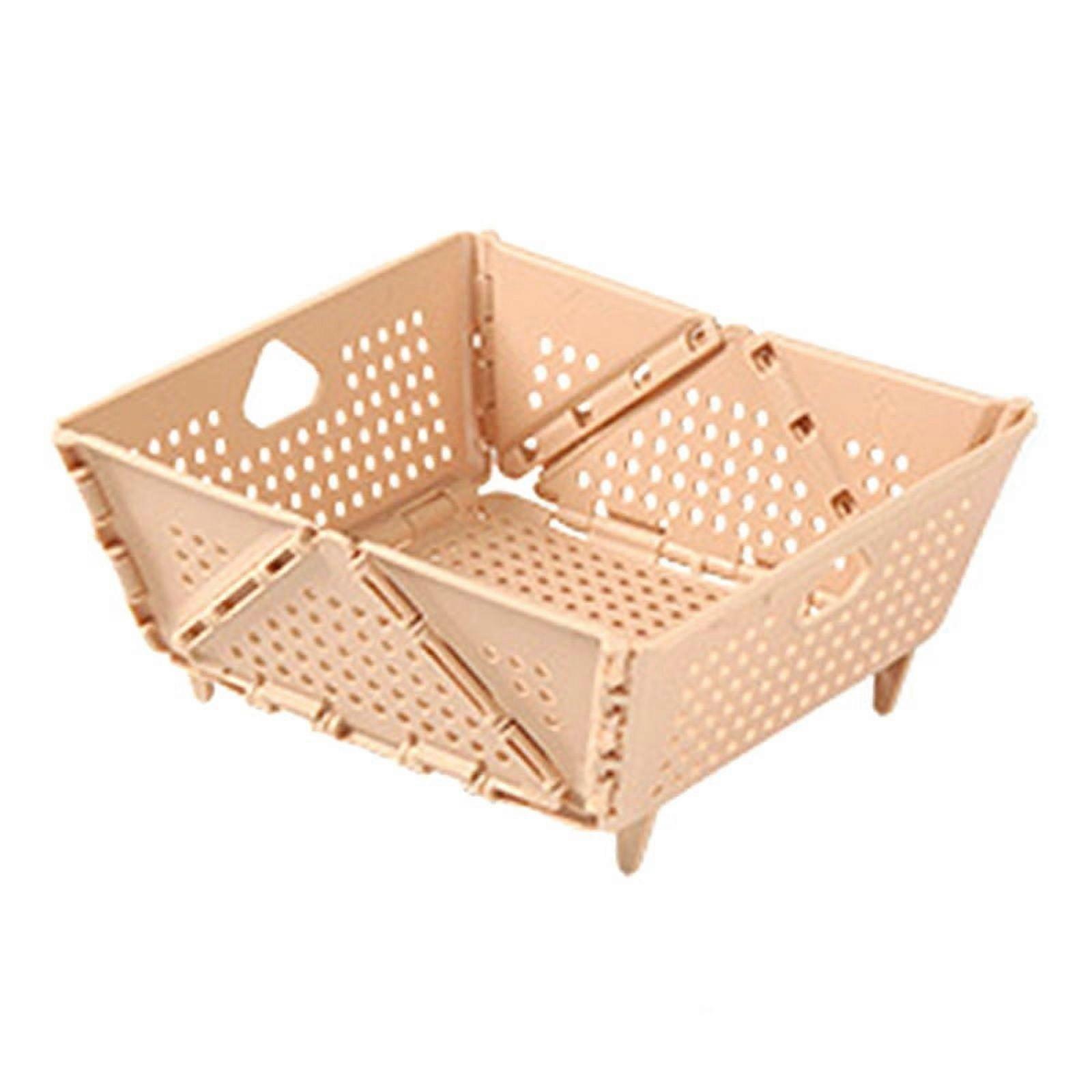 Plastic Colander - Foldable Drain Basket with Resting Feet - Kitchen Food Strainer - Space-Saving