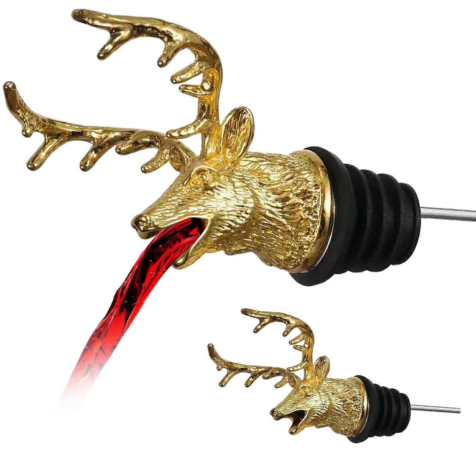 Wine Aerator Pourer with Deer Head Zinc Alloy Spout and Stopper for Liquor Bottles Home Bar Use