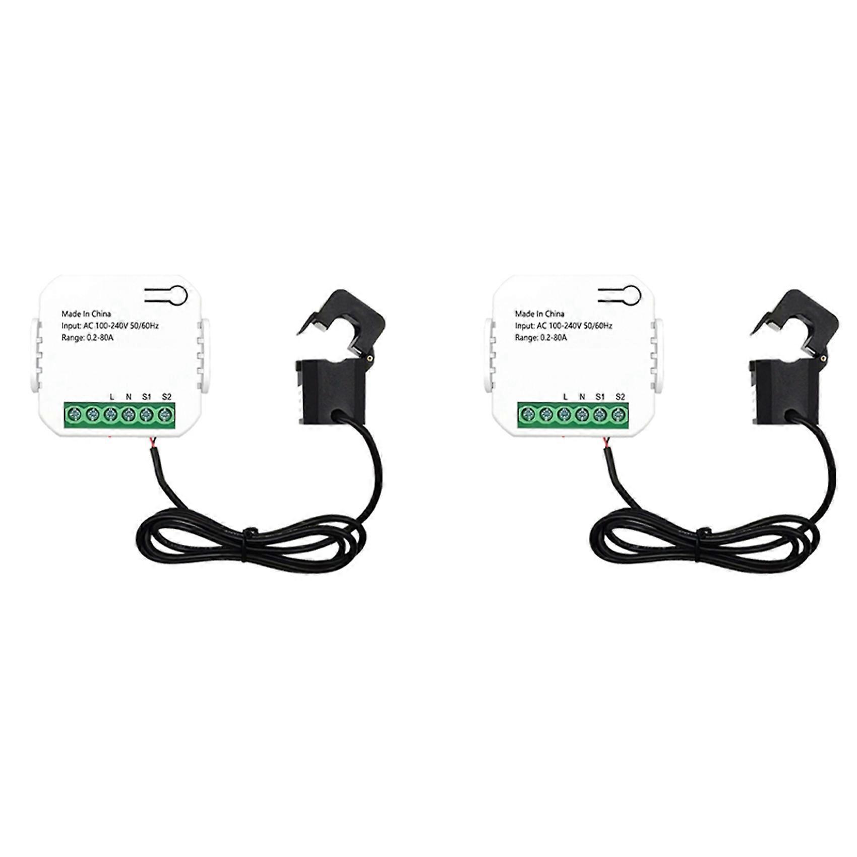 2X Tuya Smart Life WiFi Energy Meter 80A with Current Transformer Clamp KWh Power Monitor Electricity Statistics