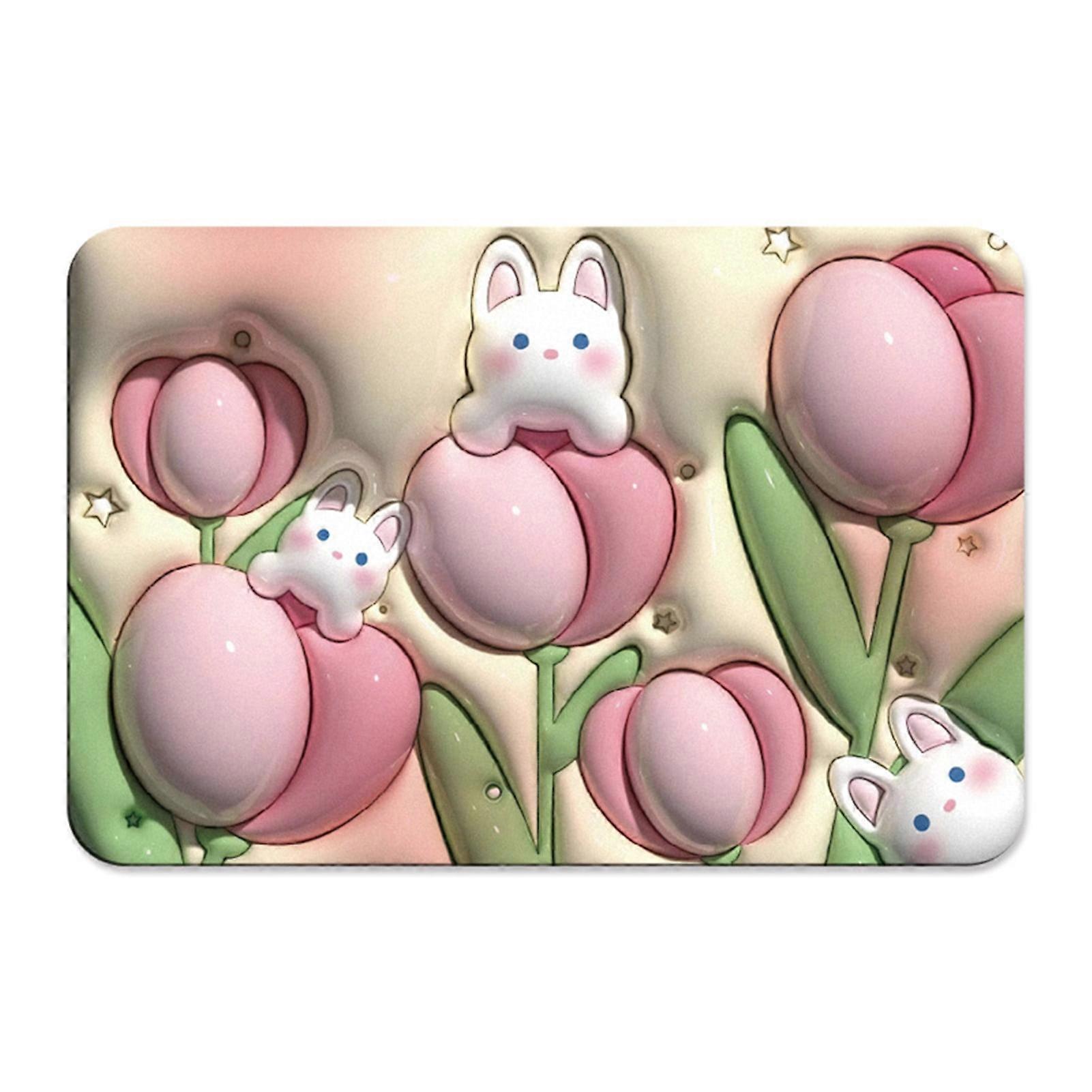 Quick-Drying Diatom Mud Bathroom Floor Mat - 3D Visual Effect Flower Pattern