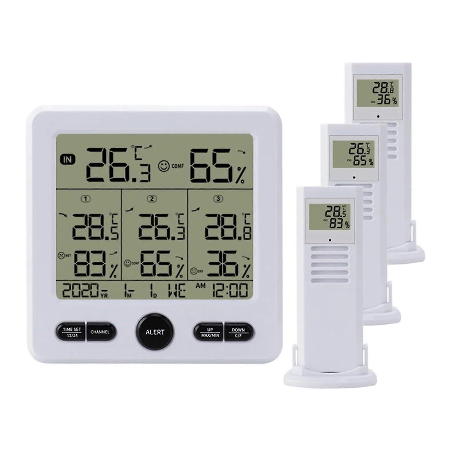 Wireless Indoor Outdoor Thermometer Digital Temperature and Humidity Monitor with 3 Remote Sensors