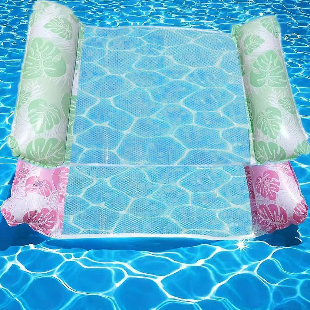 2Pack Inflatable Pool Hammock Floats for Adults, 4in1 Lounger with Headrest, Pink and Green