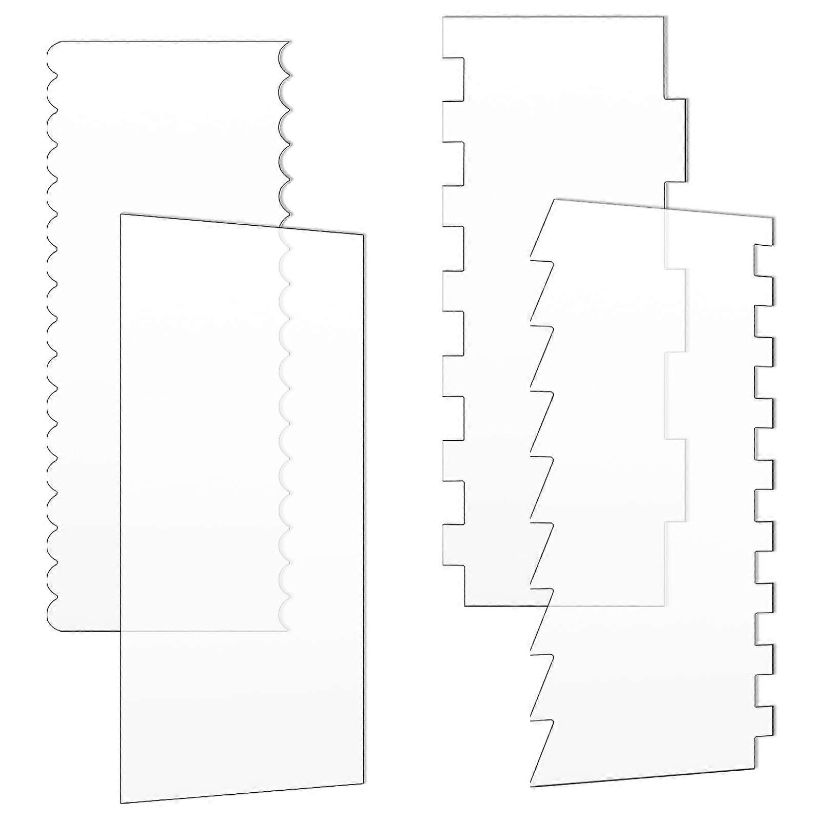 4 Pcs Acrylic Cake Scraper Set with 7 Texture Patterns, Buttercream Smoother for Tall Cakes