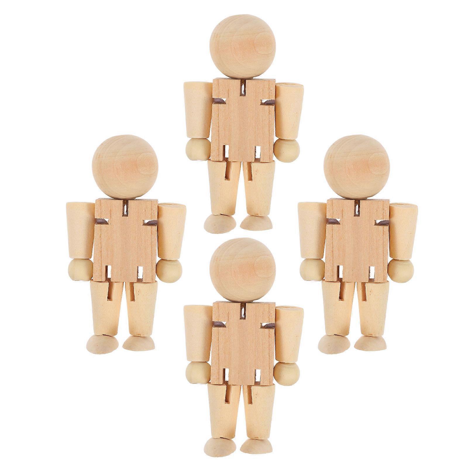 Nussknacker-Soldat aus Holz für Bastelarbeiten, unfertiger Holzroboter, 4 Stück