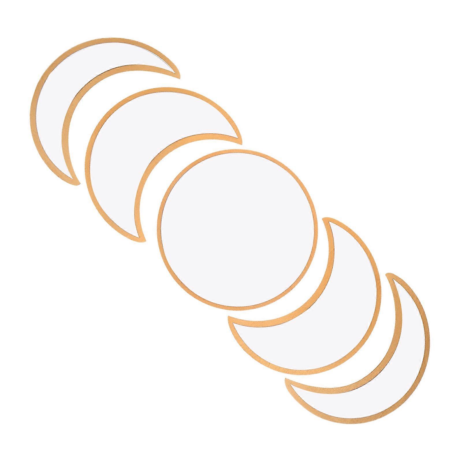 Mirror Moon Phases Wall Decor Silver Wooden Frame Moon Mirror 5Pcs Set