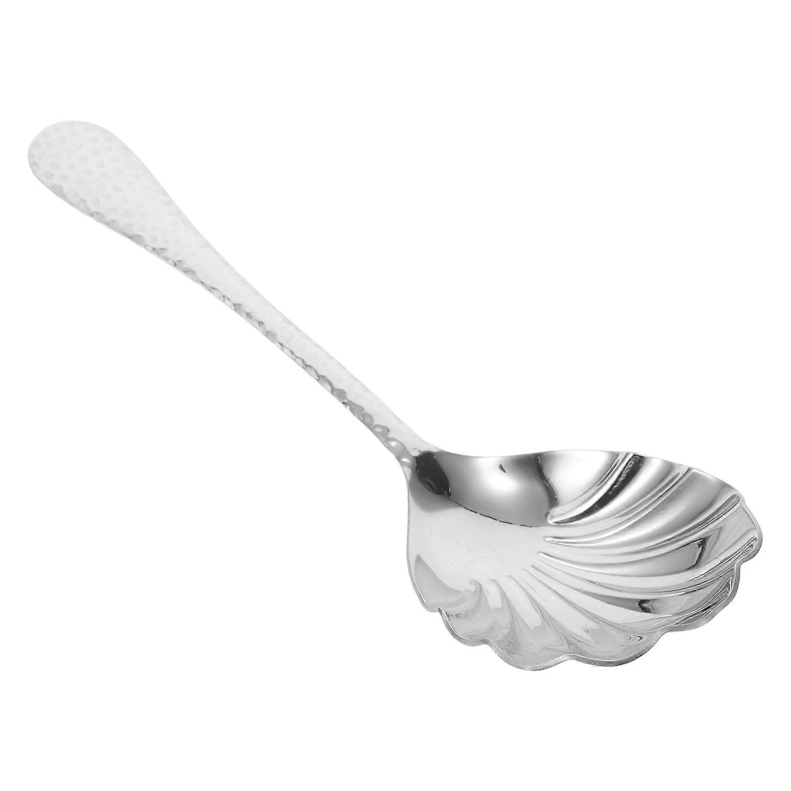 Tableware Stainless Steel Serving Spoon for Mixing 4Pcs Silver Shell Design