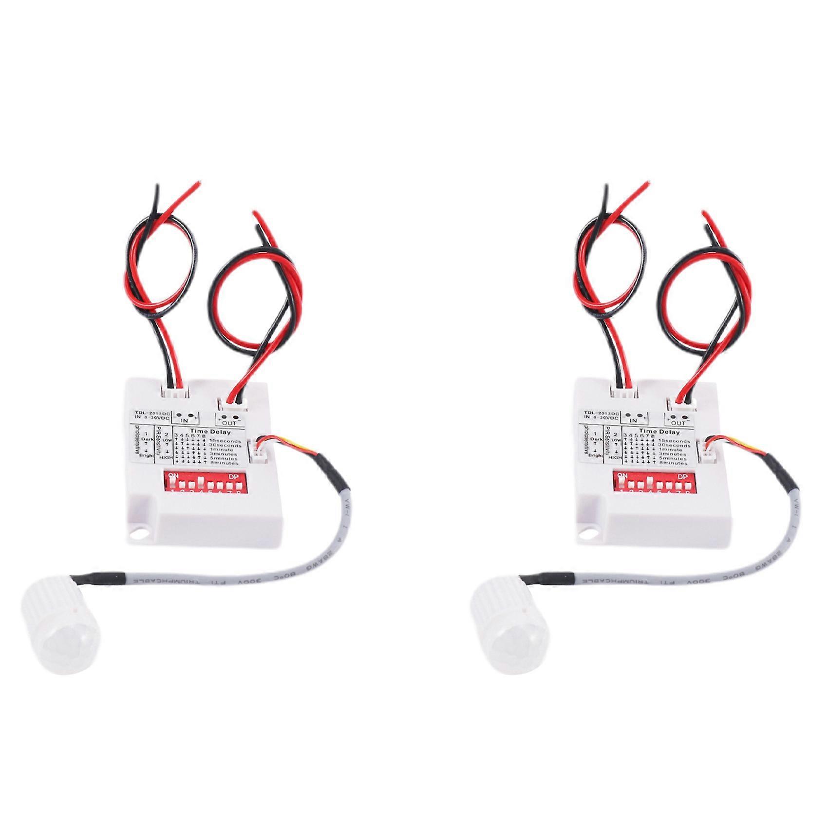 2X 12V 24V PIR Motion Sensor Switch IR Infrared Human Induction Time Delay Relay Switch Corridor LED Light Timer Switch