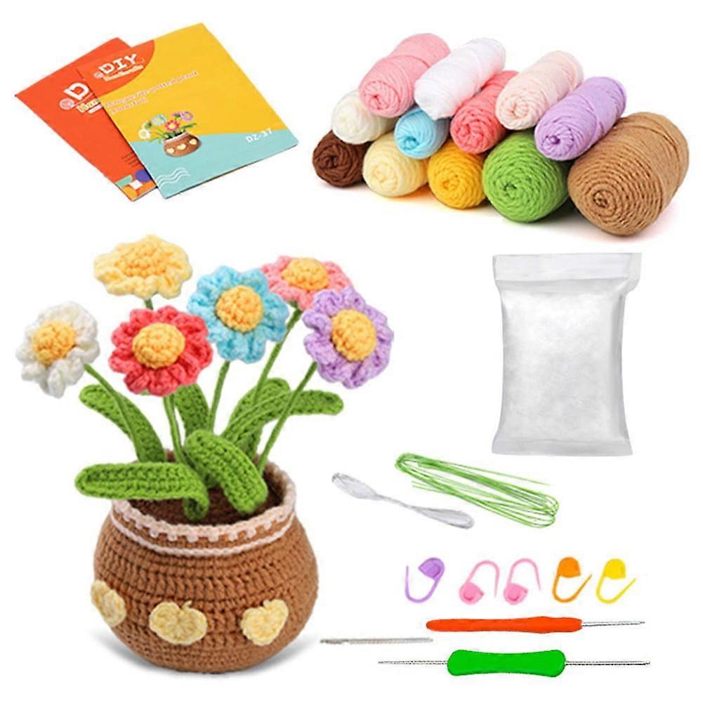 Beginners Crochet Flowers Kit Knitting Kit With Step-By-Step Tutorials Diy Craft
