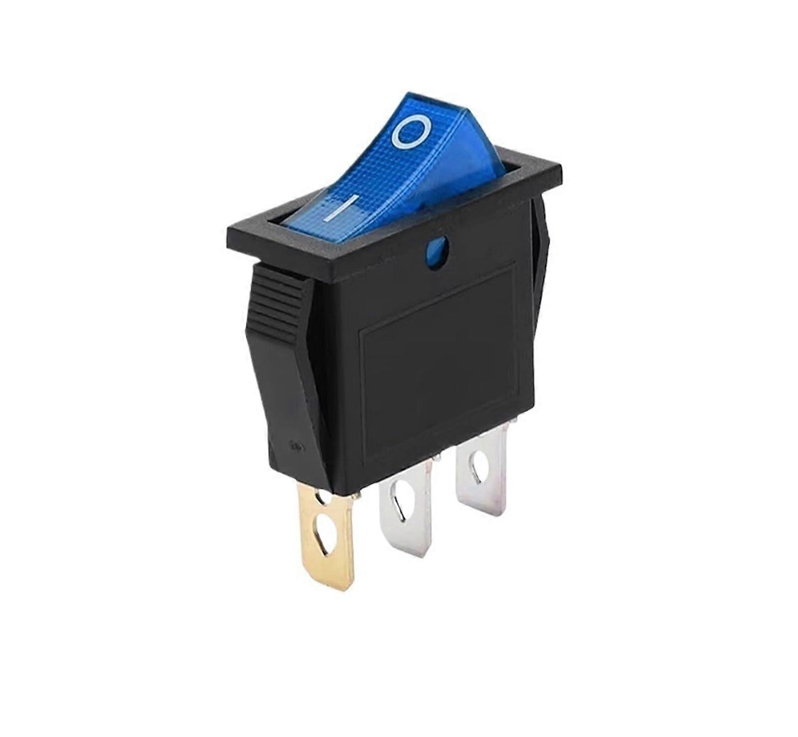 100PCS KCD3 3 Pin Blue Rocker Switch 16A 250V ONOFF  Reliability Compact Size