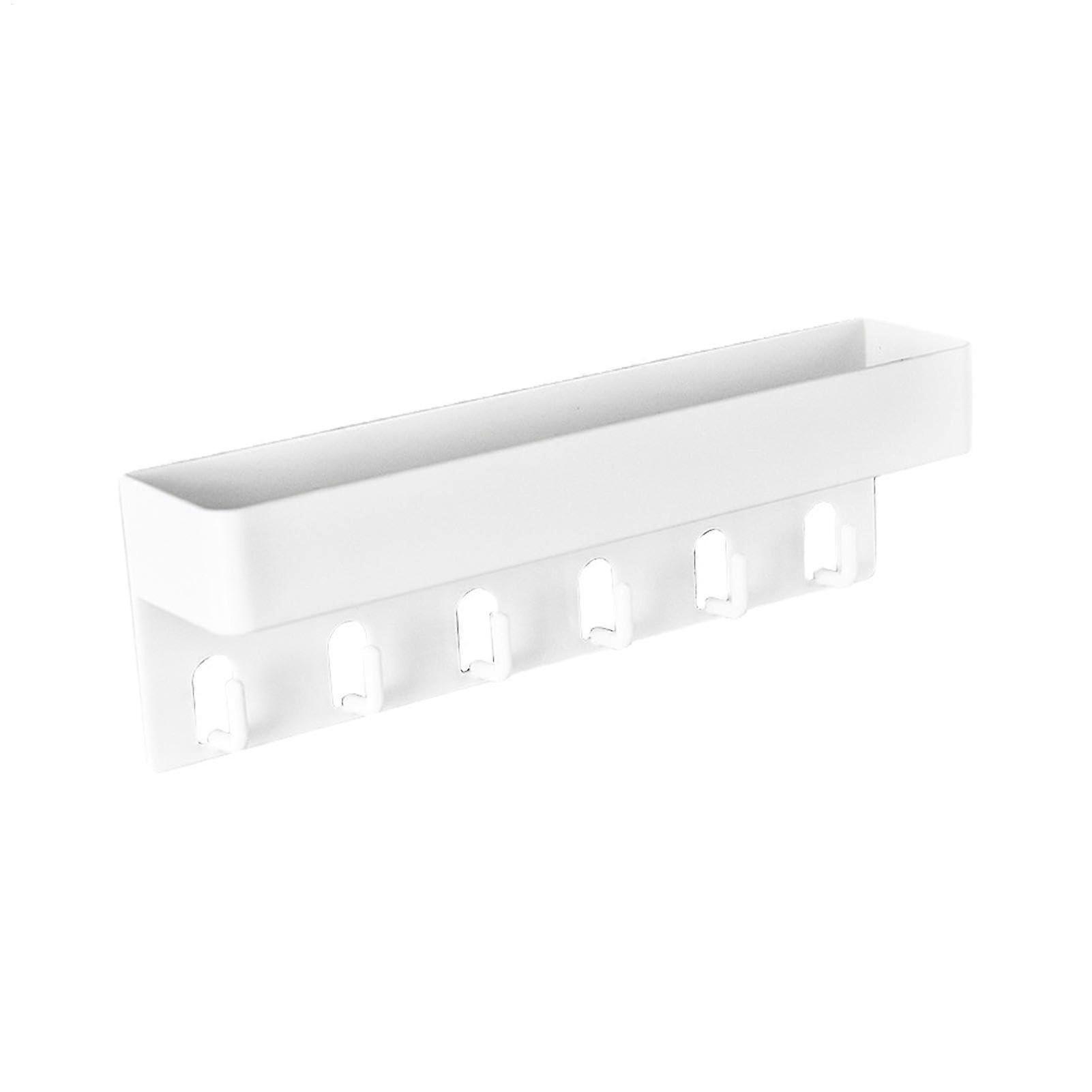 Wall Mounted Key Holder with 6 Hooks and Mail Organizer, Strong Adhesive Entryway Storage
