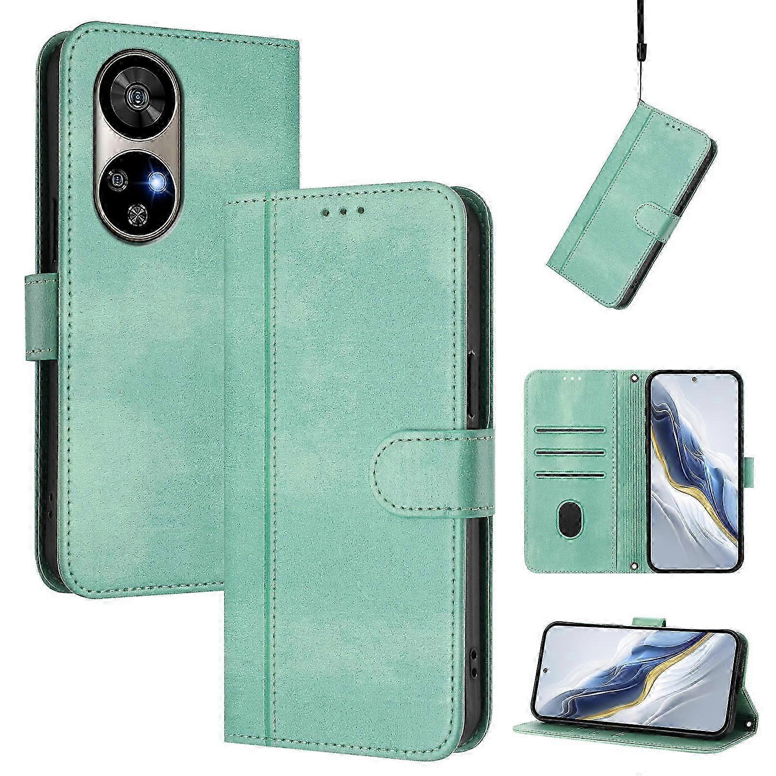 Line Splicing Buckle Retro Leather Phone Case 25-26