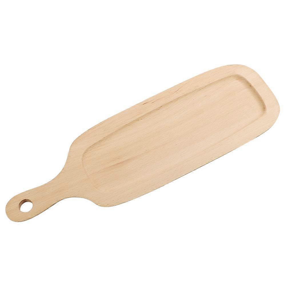 Beech Wooden Pizza Cutting Board with Handle, Grooved AntiSlip Surface, Rectangular Serving Board