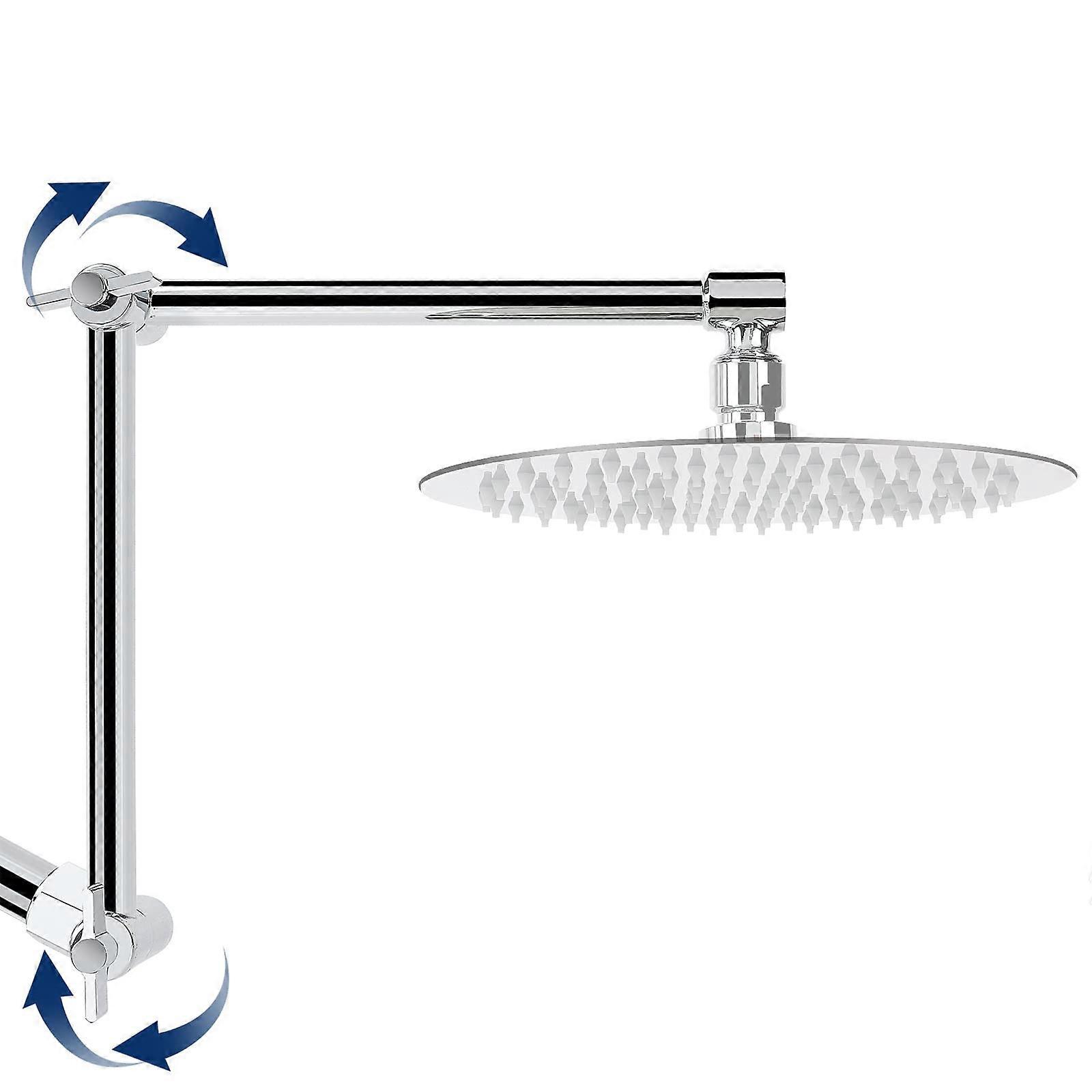 Adjustable Shower Arm Chrome 16 Inch, Solid Brass Extension with Adjustable Height and Angle