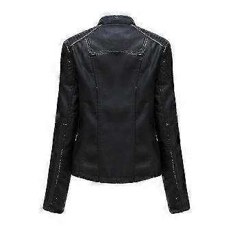 Women's Fit Moto Biker Faux Et Zipper Short Coat 26s
