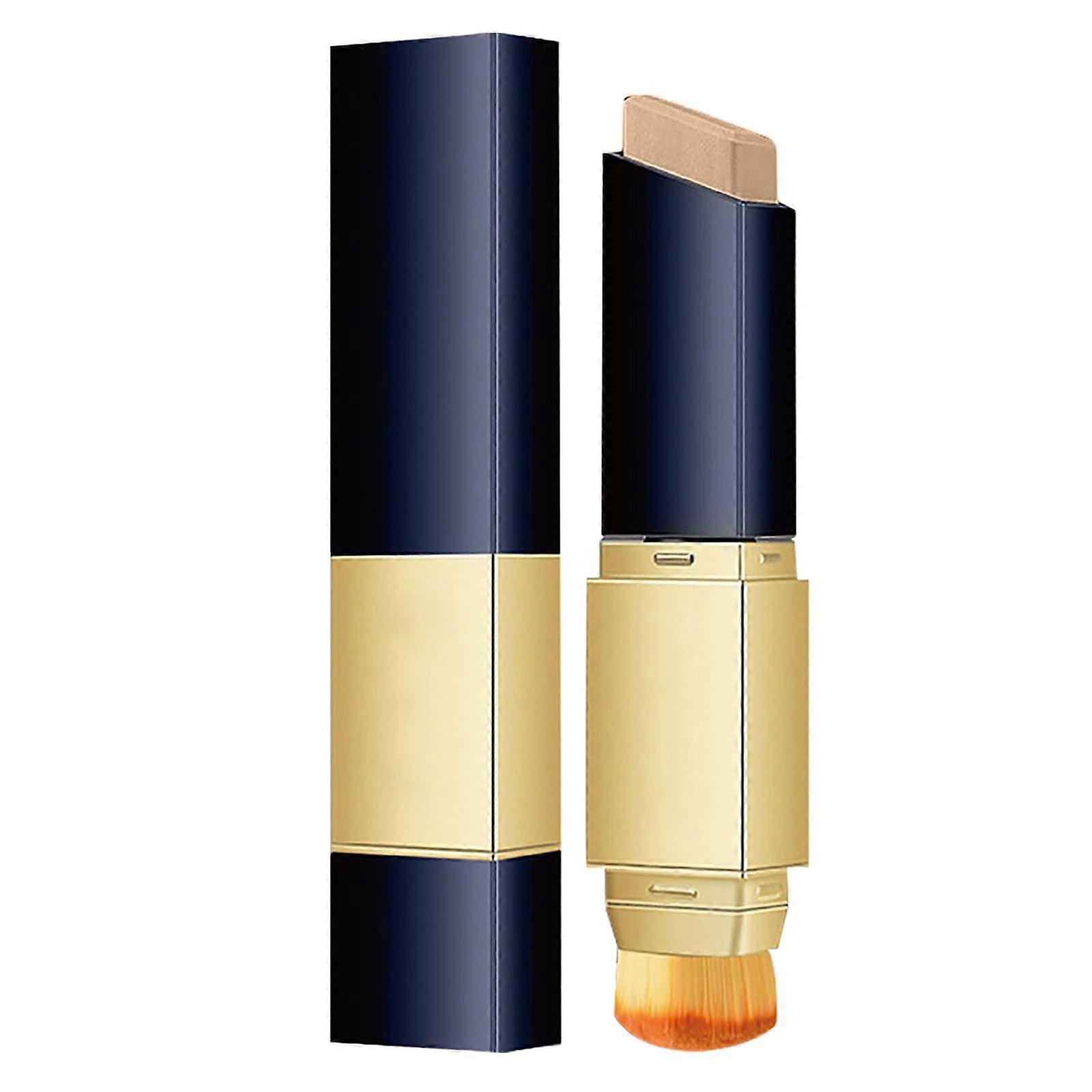 2 in 1 Double Head Concealer Brush Stick with Refillable Tube for Precise Makeup Application White