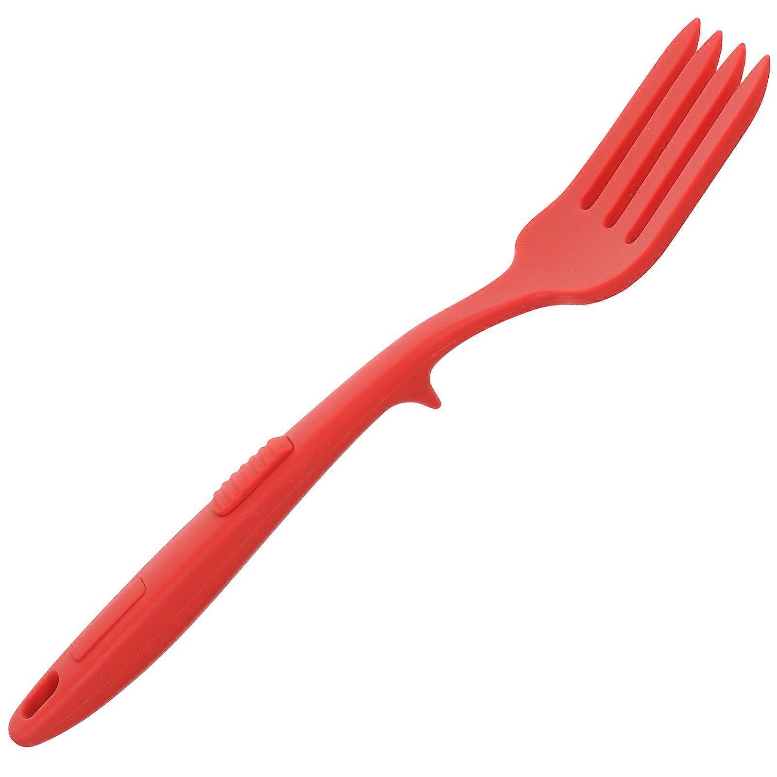 Reusable Cooking Fork Silicone Pasta Server Fork for Food Red