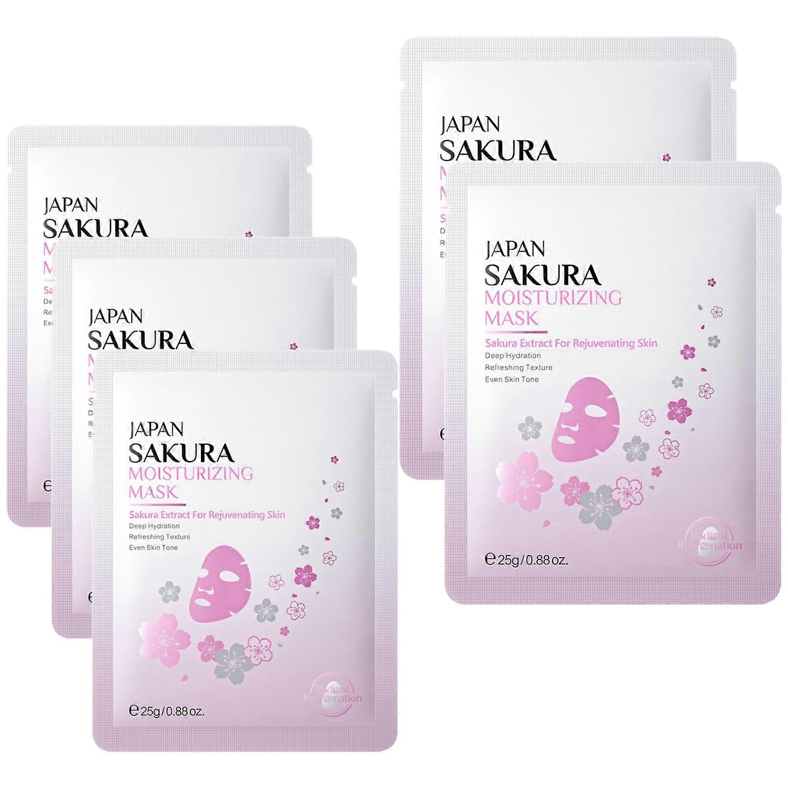 Collagen Sheet Mask 5 Pack Sakura Design for Deep Hydration and Radiant Glow Pink
