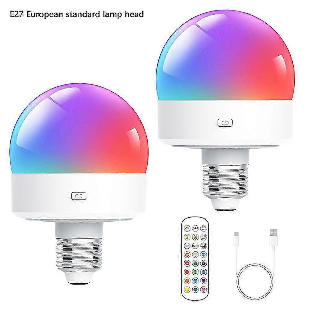 Rechargeable RGB LED Light Bulb with Remote, Magnetic Base, Fast TypeC Charging, E27 Dimmable