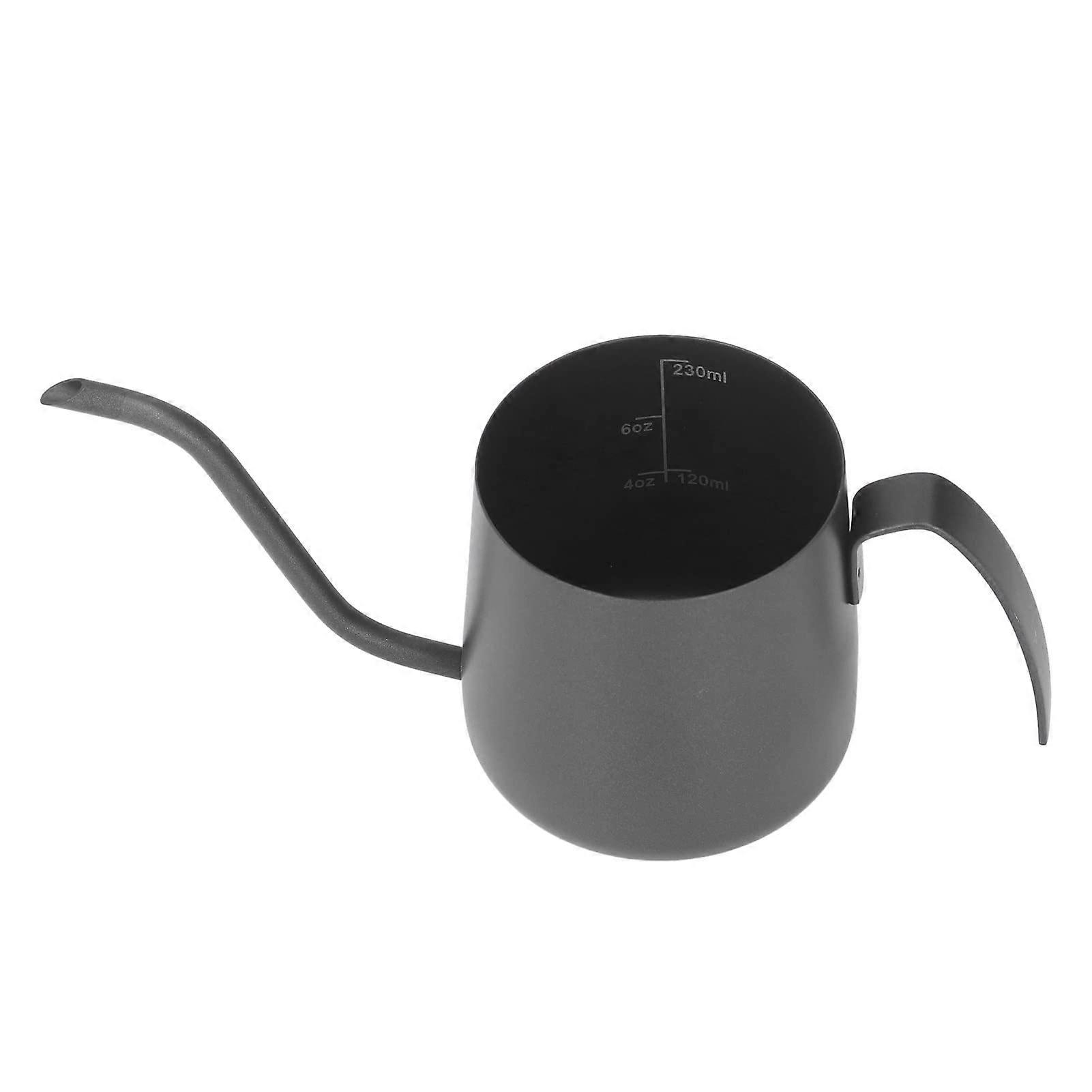 Black Gooseneck Coffee Kettle 250ml Stainless Steel with Scale Precise Pour Control Handle