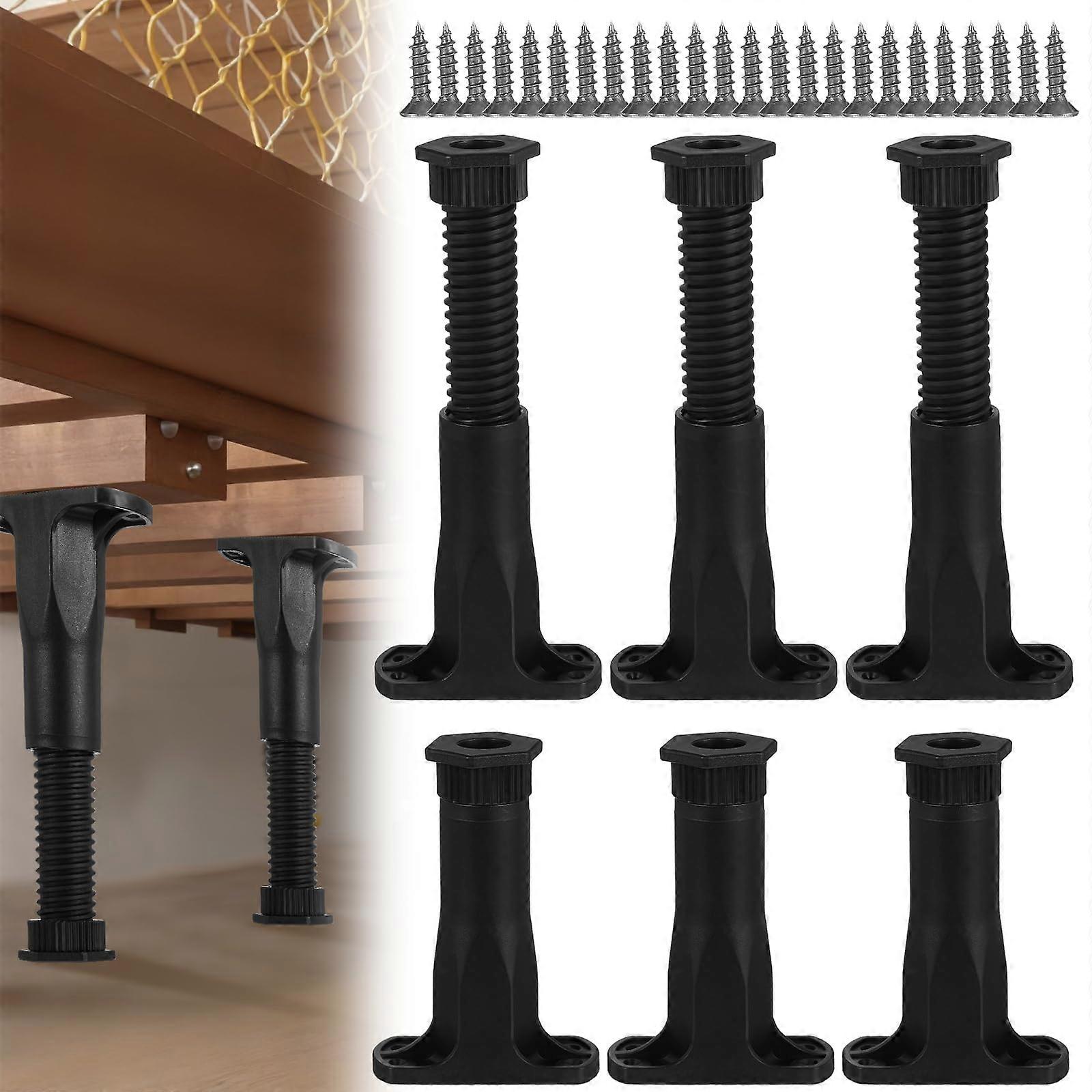 6Pcs Adjustable Bed Support Legs 5.18.7in Height for King Queen Frame Slats Heavy Duty Replacement