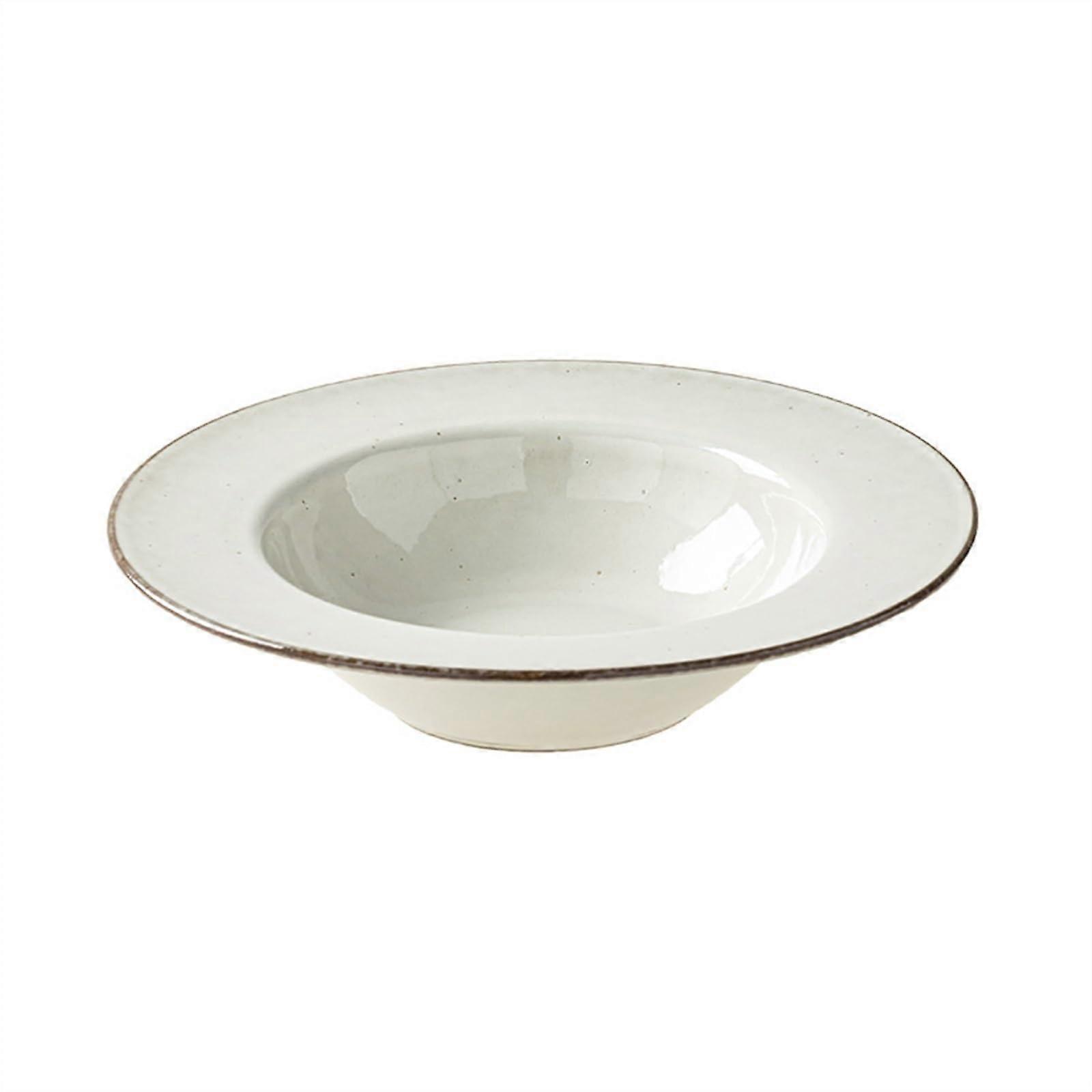 Ceramic Dinner Plates Set, Round Deep Solid Color Salad and Soup Plates for Home Restaurant Cafe