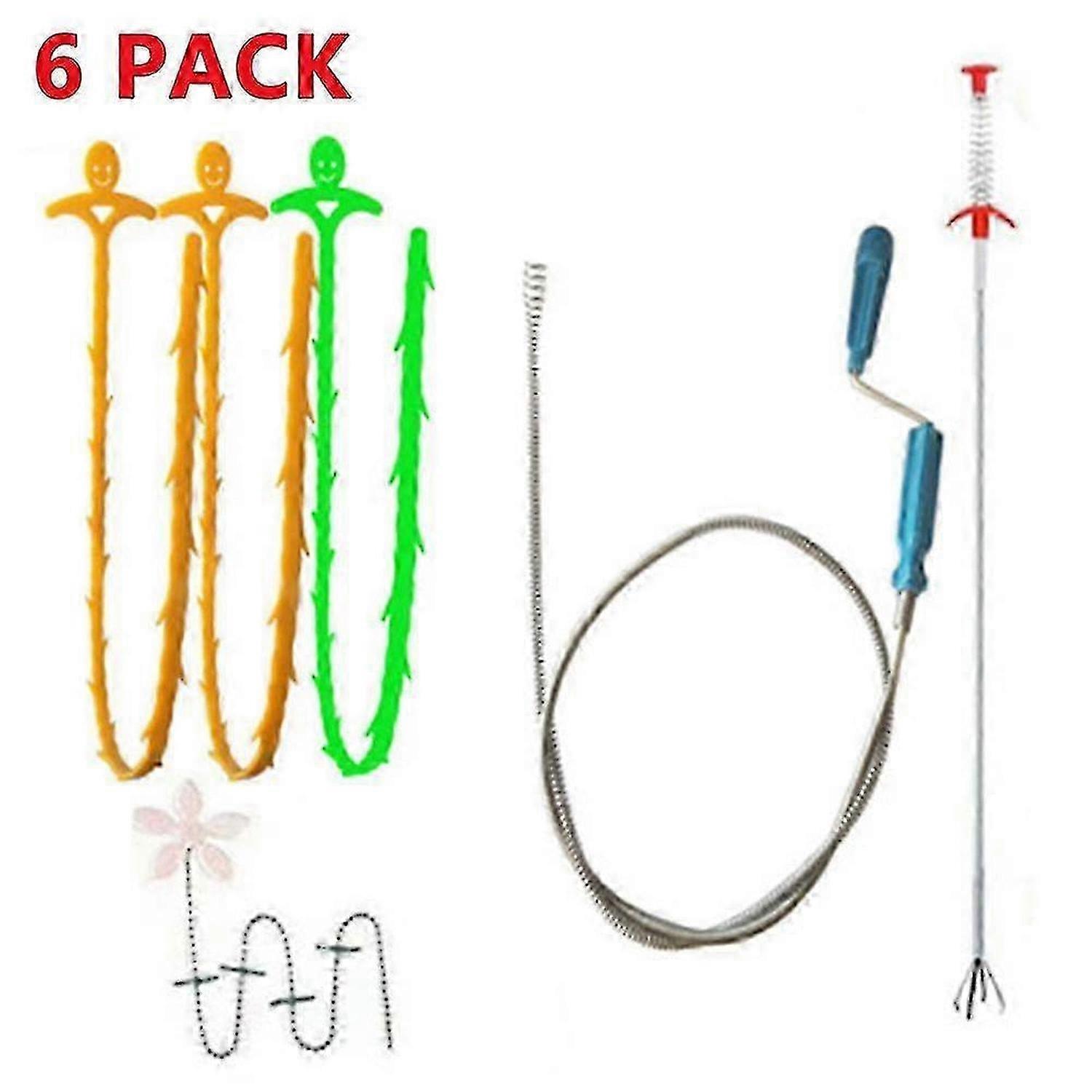 6 Drain Piece Drain Hair Cleaning Set Kitchen Pipe Dredge Hook