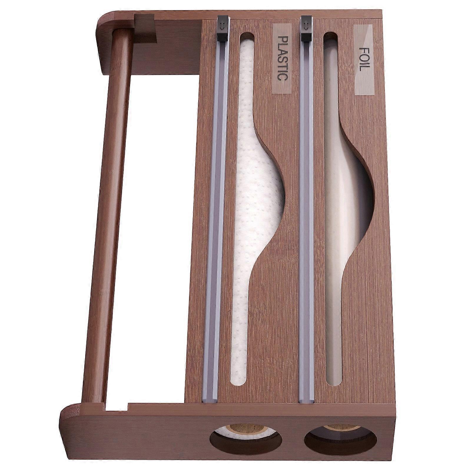 Friendly Plastic Wrap Cutter and Holder with Integrated Push Button Blade for Quick Safe Cutting and Simple Cleaning Multicolor