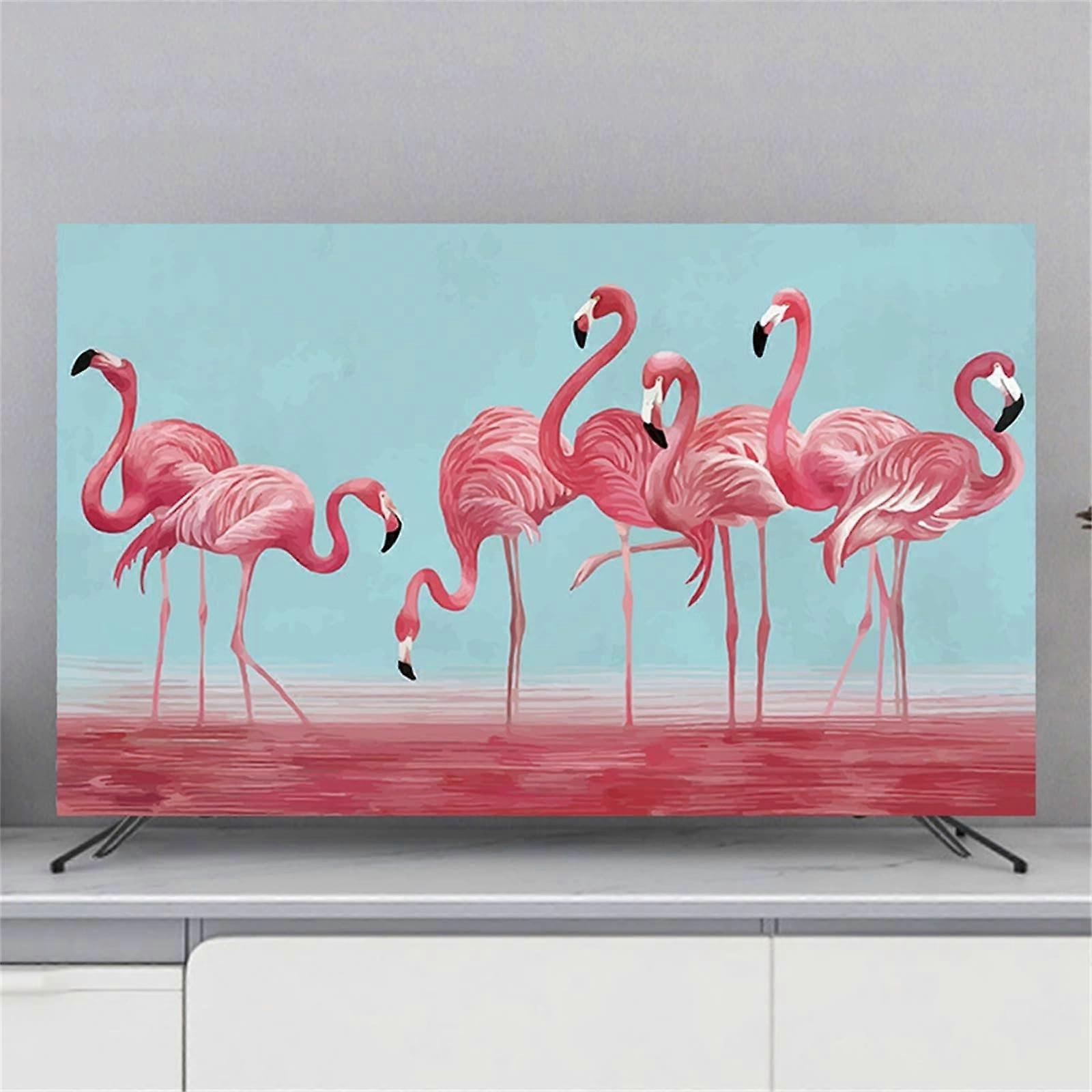 TV Dust Cover 5860 Inch Pink Flamingo, Breathable Elastic Flat Screen Protector with 3D Pattern