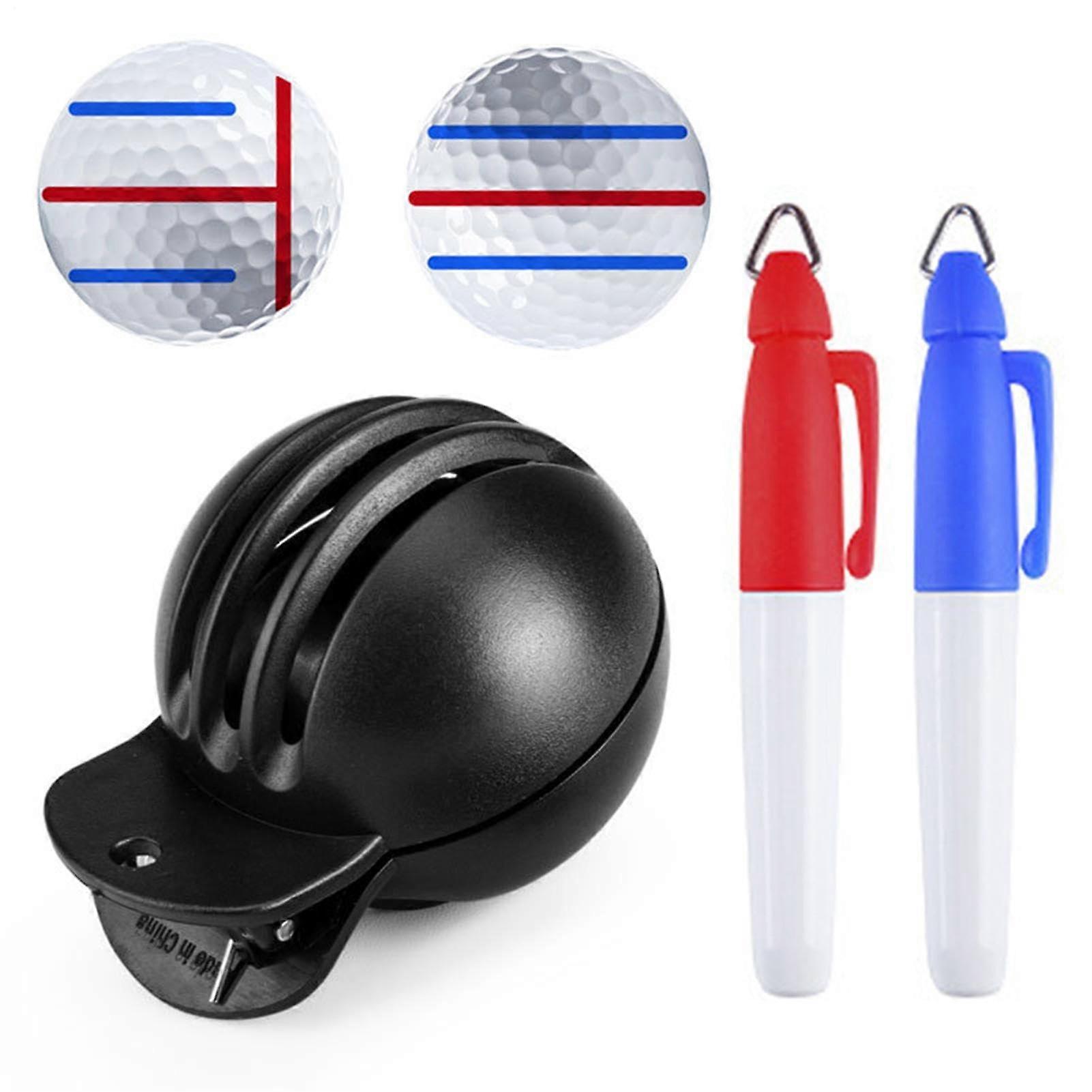 Golf Ball Alignment Tool with DualColor Waterproof Pens for Precise Shot and Easy Identification