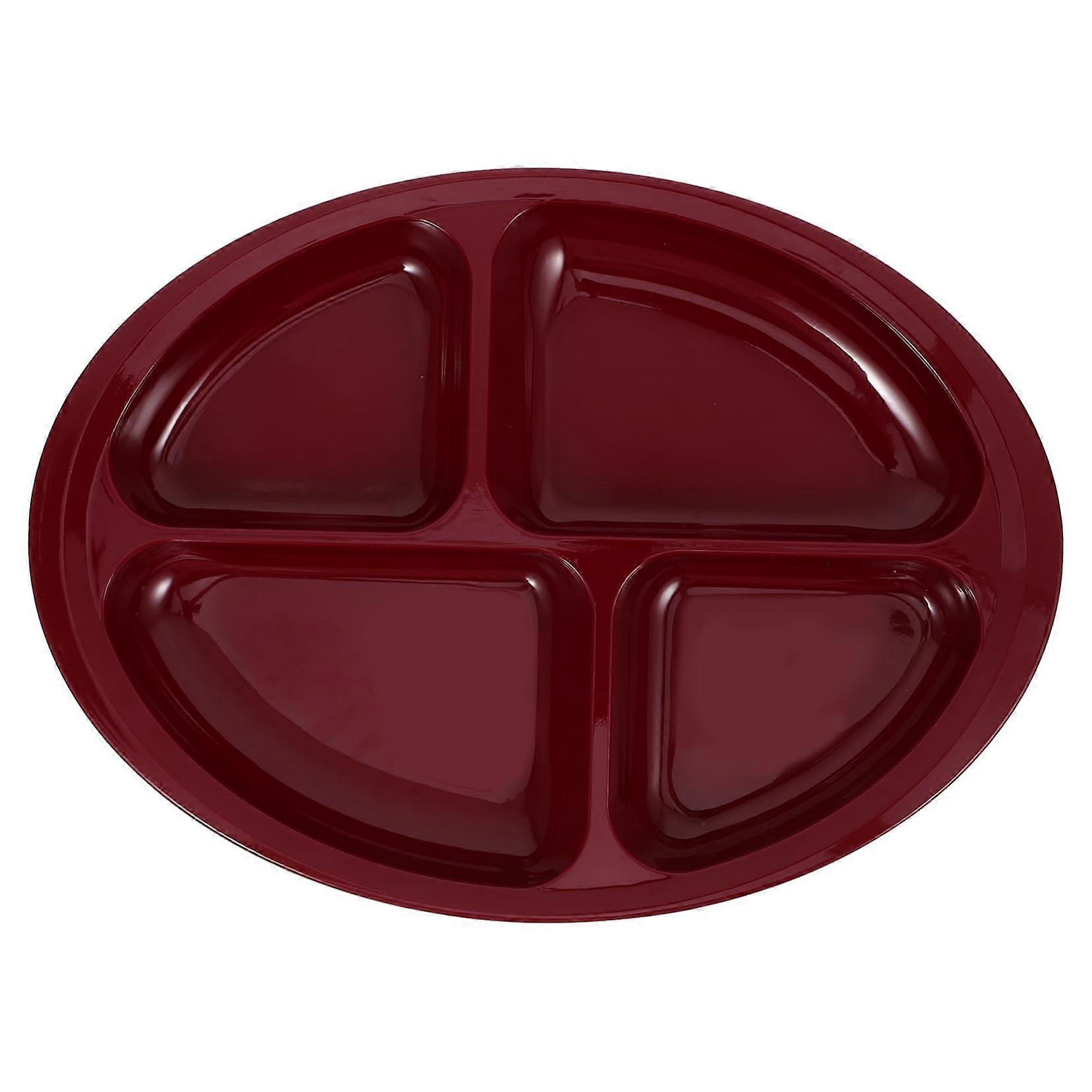 Elderly Dinner Plate, Divided Non Slip Design, Dark Red Spill Resistant Durable Dinnerware