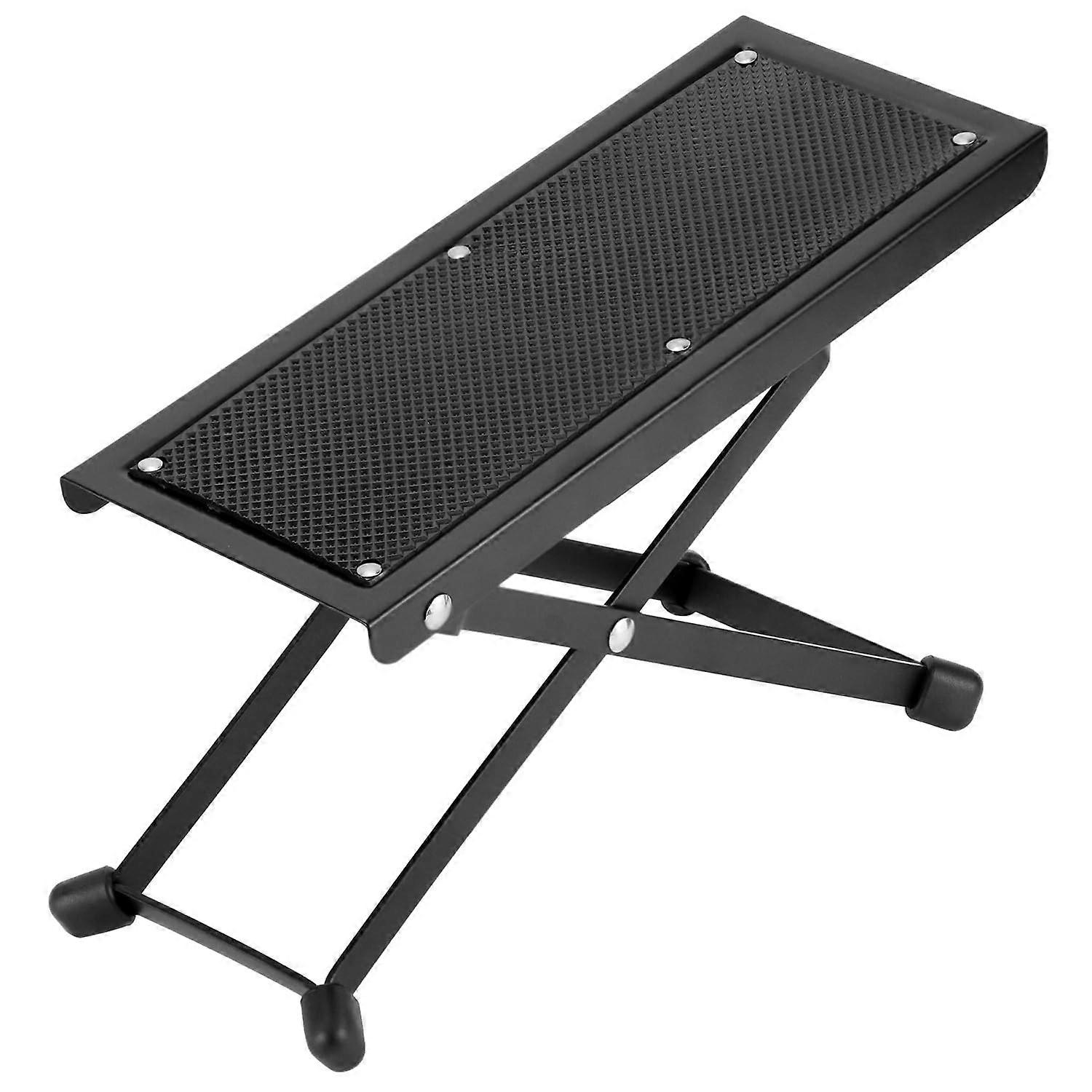 Guitar Foot Stool Adjustable Height Foldable Iron Frame with 5 Positions and AntiSlip Pad
